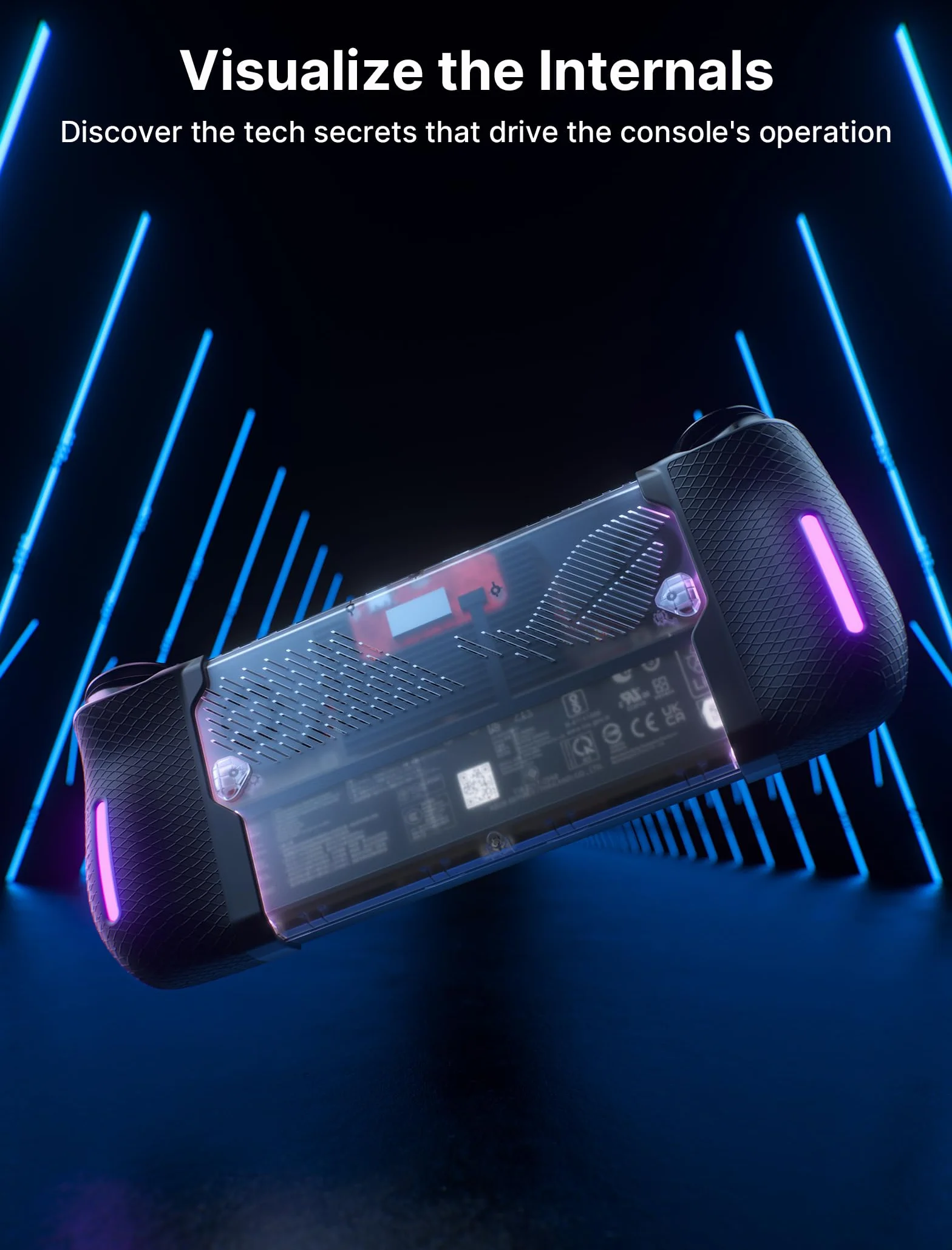 JSAUX Przezroczysta tylna płytka RGB kompatybilny z ROG Ally X, obudowa ROG Ally X z silikonowym uchwytem i modułem chłodzącym