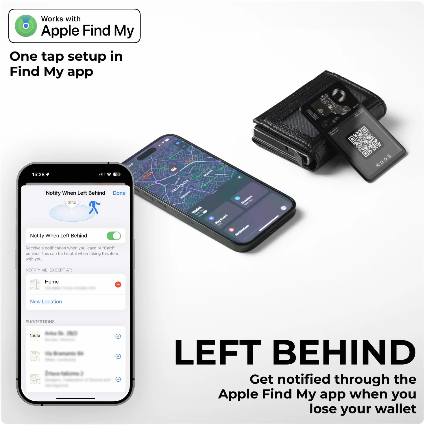 Rolling Square Aircard – lokalizator przedmiotów z funkcją śledzenia Bluetooth, znacznik NFC + karta biznesowa z kodem QR, kompatybilna z Apple Find My, lokalizator portfeli, bagaży, plecaków