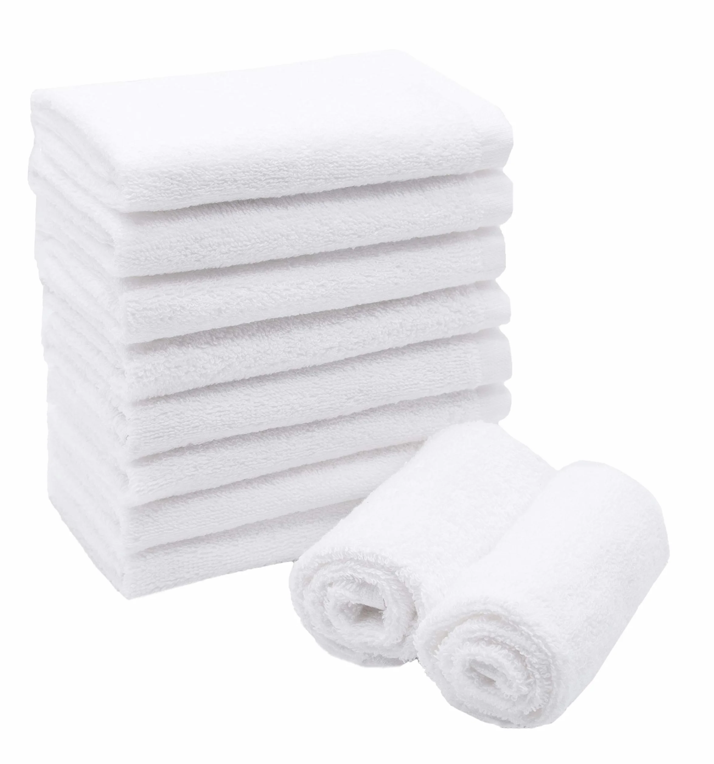 ZOLLNER Małe Ręczniki 10 Szt. do Rąk 30x30 cm Bawełniane Frotte Grube Białe