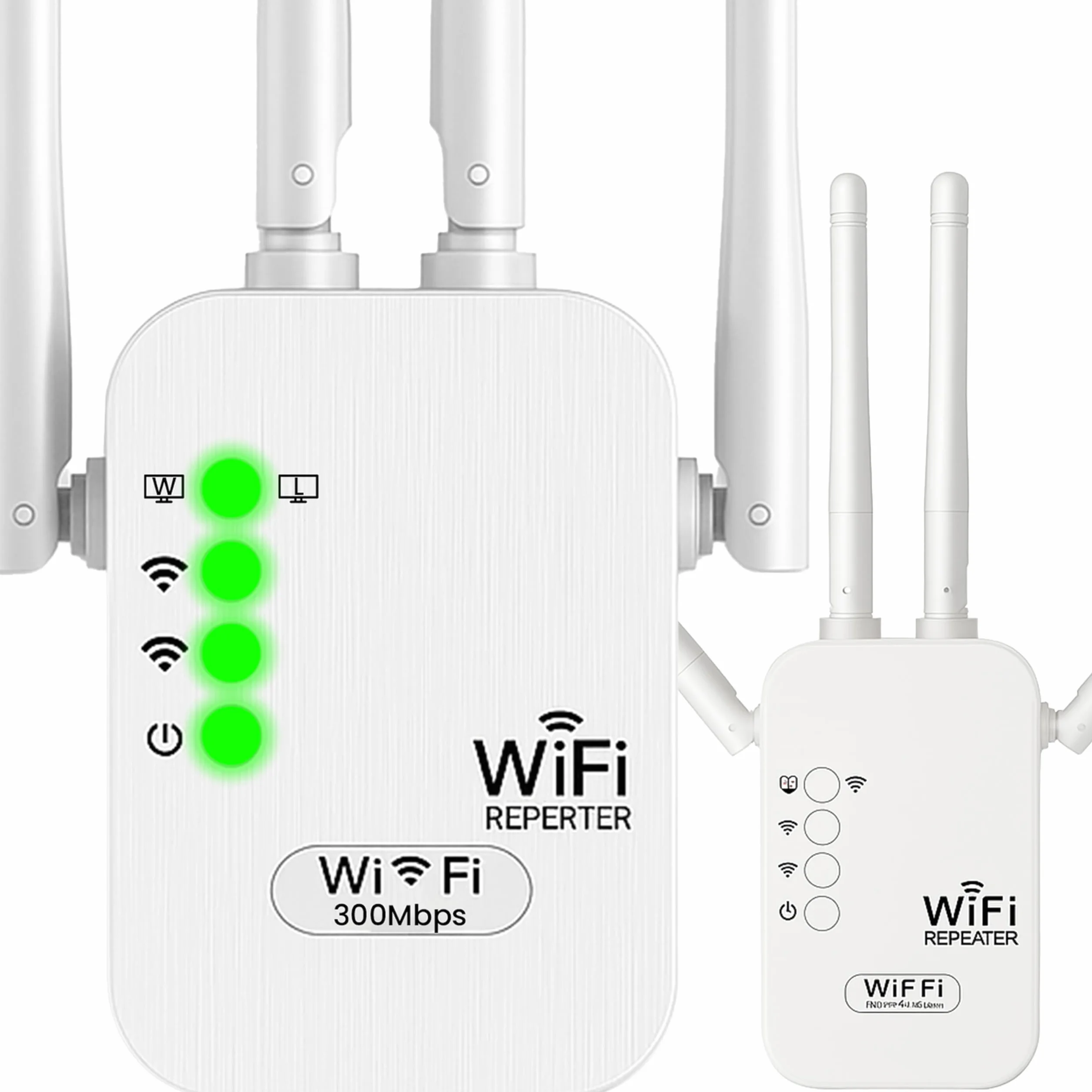 Retoo wzmacniacz sygnału Wi-Fi N 300 Mbit/s 2,4GHz 4 anteny repeater router tryb Access Point Modus WPA/WPA2 WPS funkcja EU wtyczka Biały prosty montaż dla stabilnego połączenia internetowego