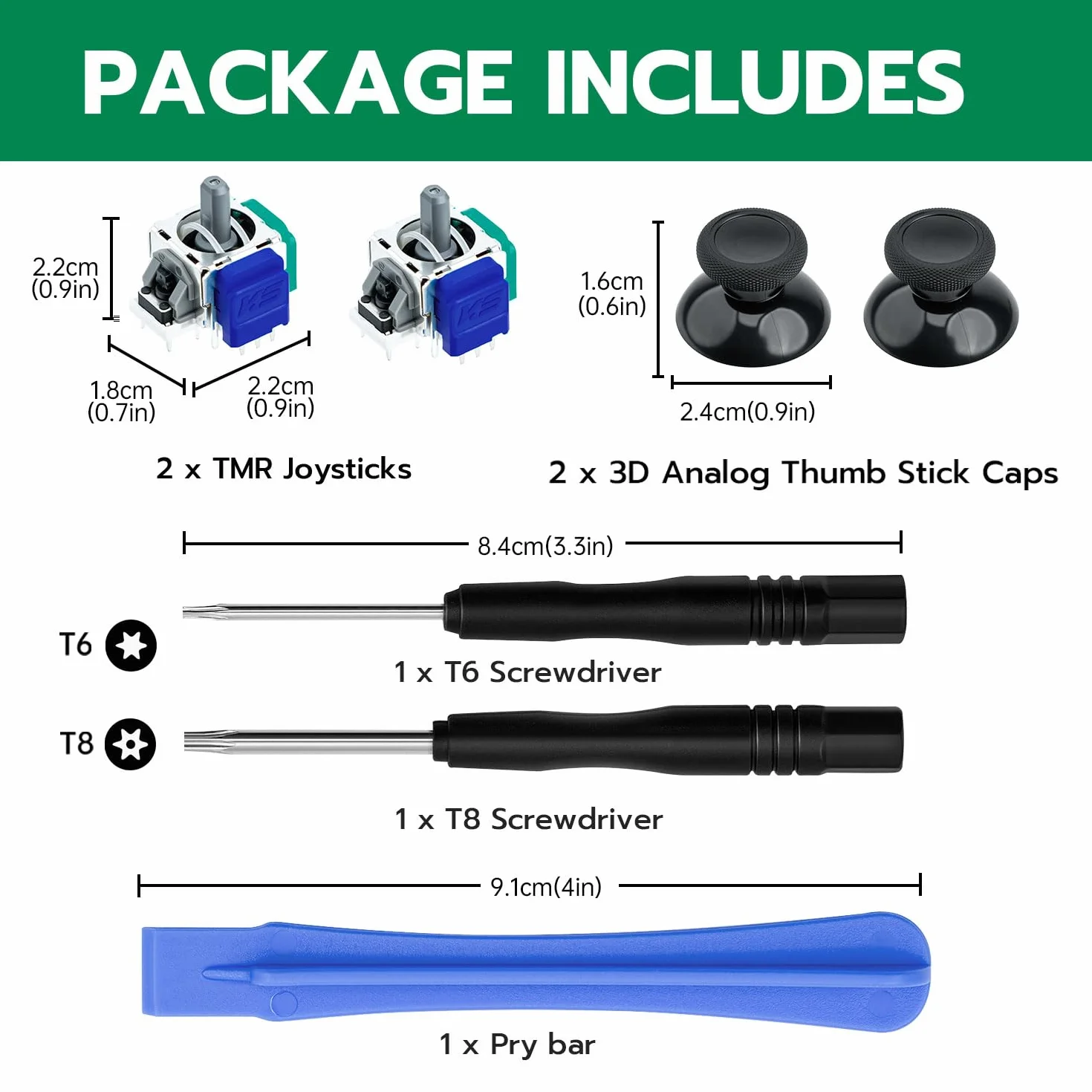 Tolesum Zestaw wymiennych analogowych drążków joysticka TMR Effect do kontrolerów Xbox Series X/S, Xbox One i Xbox One X/S z narzędziami naprawczymi (wymagane spawanie) Bez dryftu – czarny