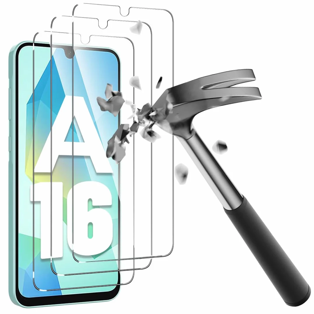 3 sztuki szkła hartowanego do Samsung Galaxy A16 4G/5G, ochrona przed zarysowaniami, odciski palców, bez pęcherzyków, twardość 9H, ultra przezroczysta, ultra wytrzymała