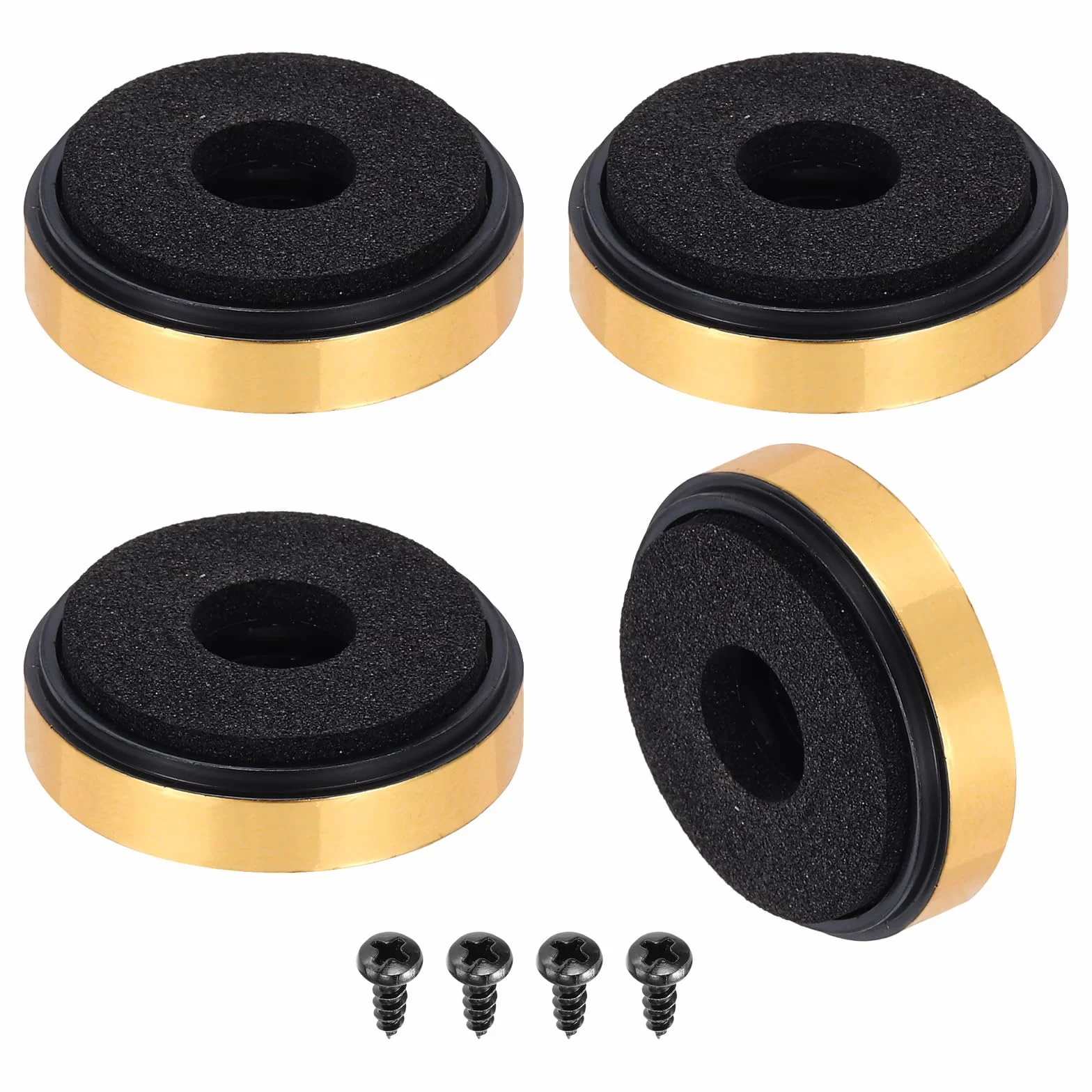 QUARKZMAN 4 nóżki izolacyjne do głośnika, 30 mm x 8 mm plastikowa podstawa z pianki antywibracyjnej do wzmacniacza maty do systemu audio CD HiFi Home Theater, złota