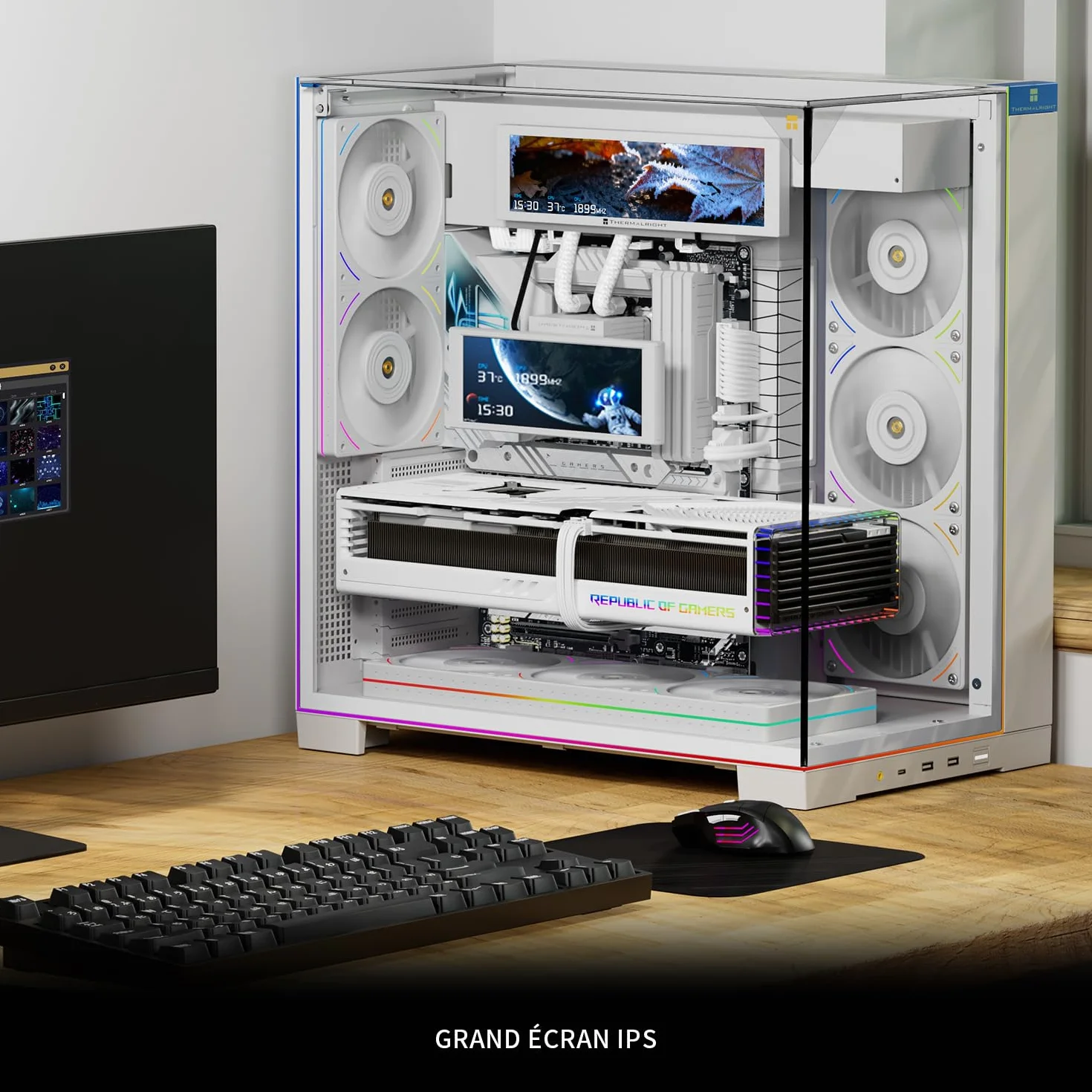 Thermalright Trofeo Vision 9.16 LCD White 9,16-calowy magnes wyświetlacz IPS, rozdzielczość 1920 x 480, magnetyczny przyciągany do powierzchni podwozia, wyświetlacz "zrób to sam"
