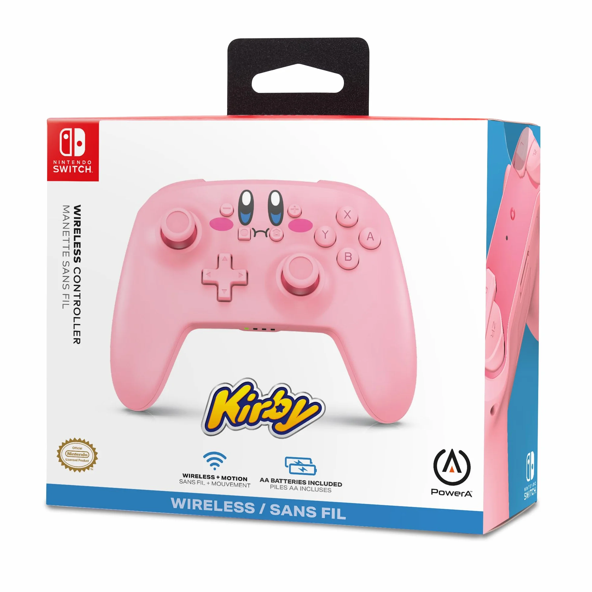 PowerA Kontroler bezprzewodowy do Nintendo Switch OLED - Kirby z pełną buzią, Gamepad Bluetooth, sterowanie ruchem, oficjalna licencja