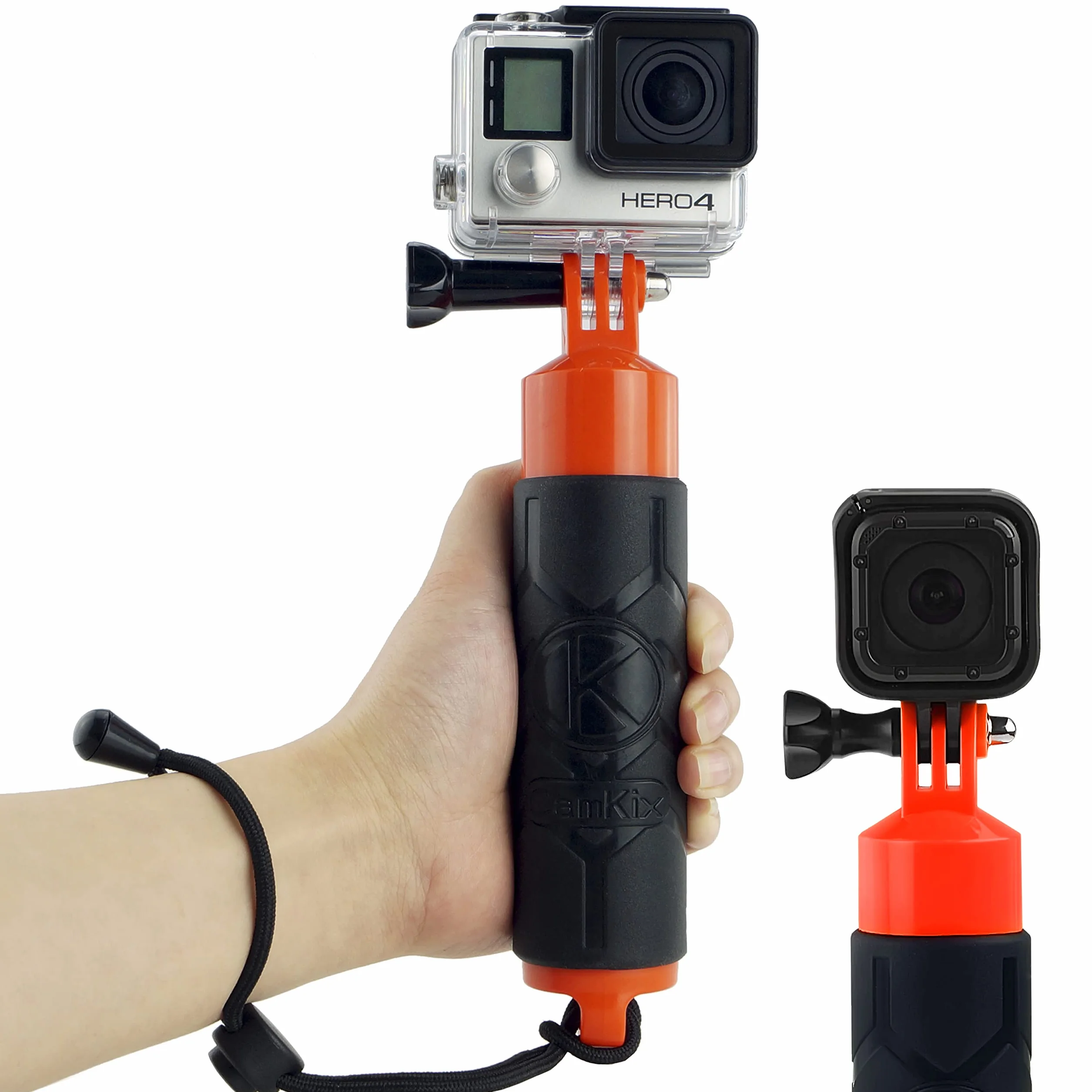 CamKix Premium Pływająca Rękojeść Zgodna z Gopro Hero 8, 7, 6, 5, 4, Session, Black, Silver, Hero+ LCD, 3+, 3, DJI Osmo Action/Pusta Wnęka wewnątrz do Przechowywania Małych Przedmiotów