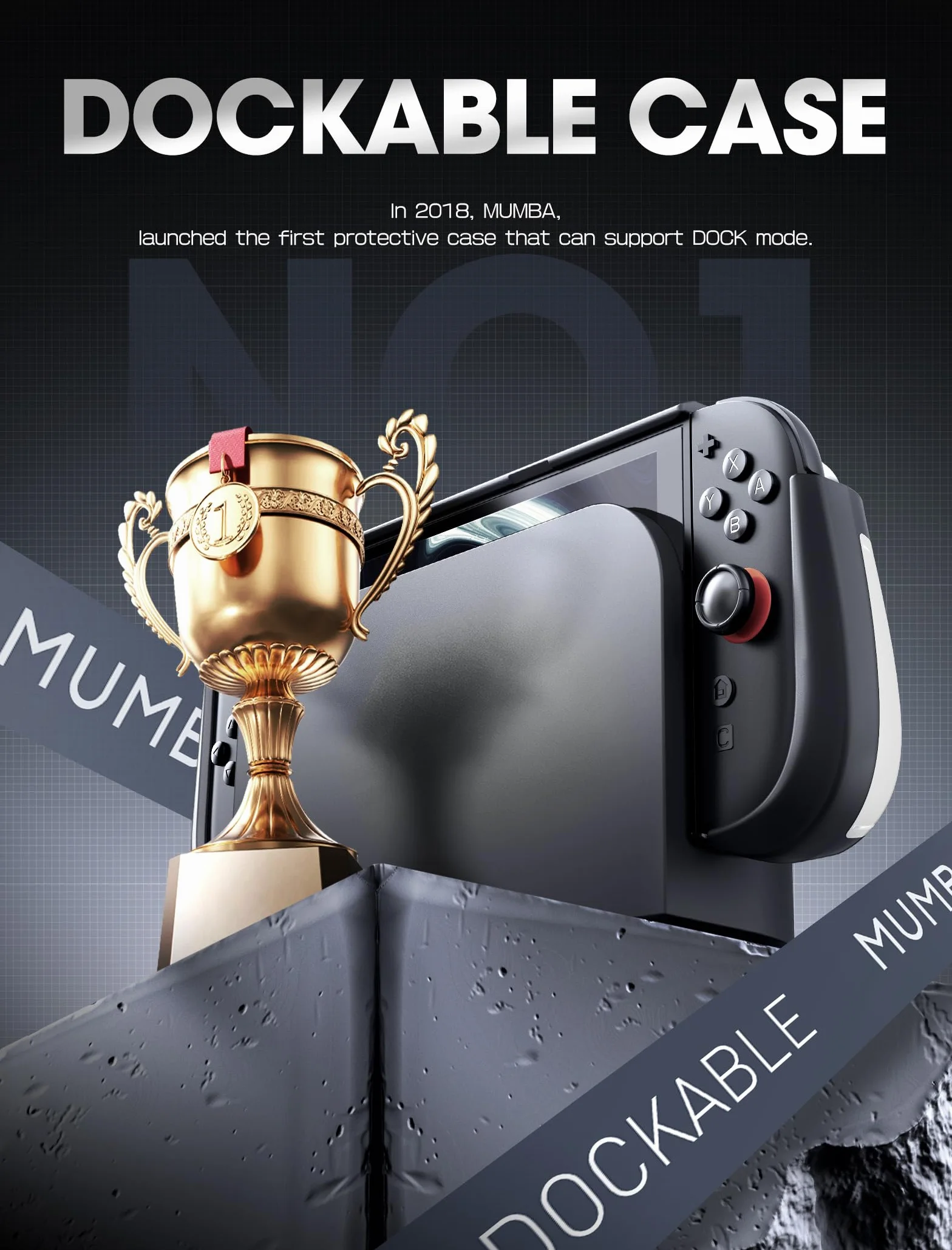 mumba Etui z klapką do Nintendo Switch 2 z klapką [Titan] Ergonomiczna obudowa ochronna z 2 uchwytami do przechowywania 5 kart do gier i 2 kart TF, akcesoria z TPU i wzornictwo