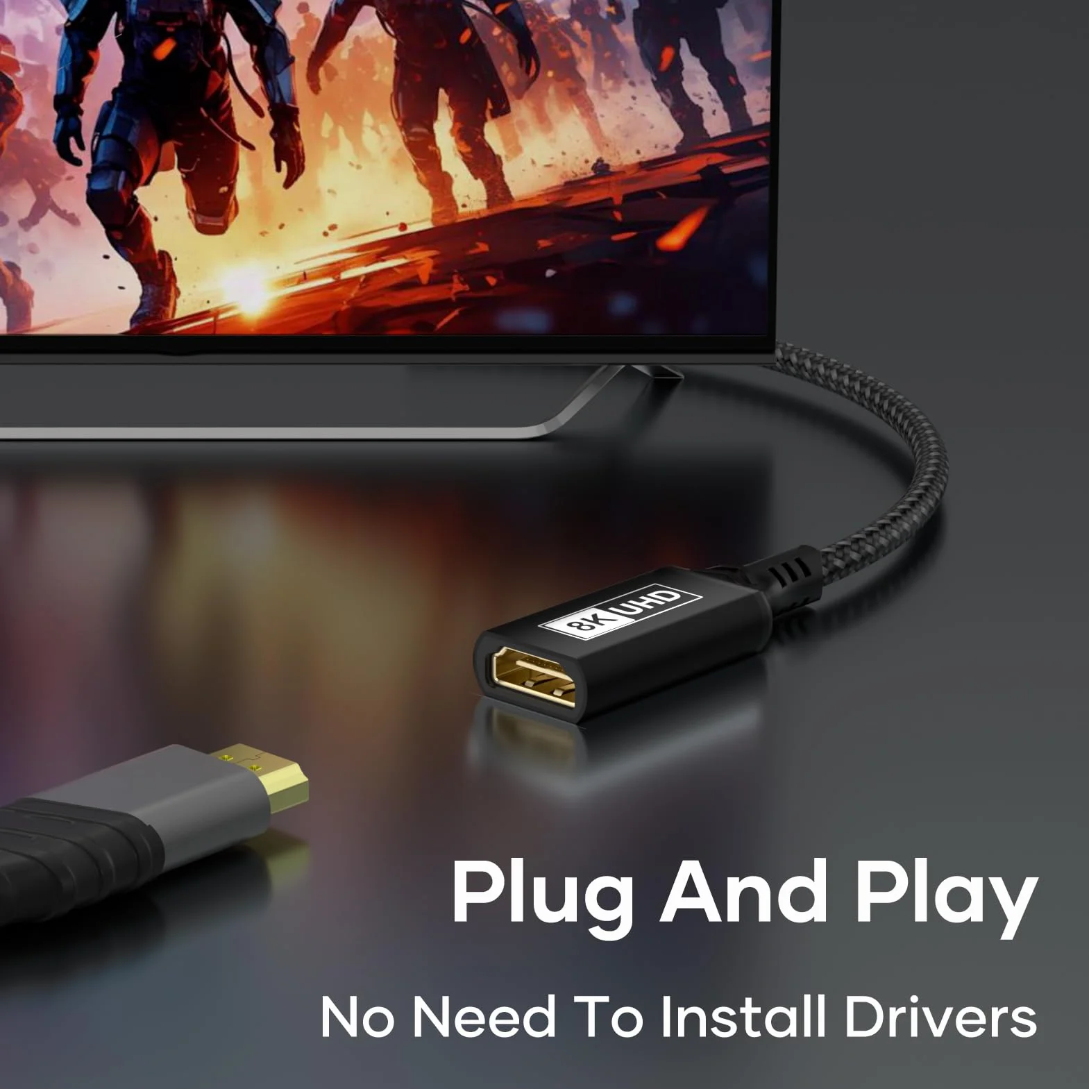 Kabel przedłużający HDMI, 1 m 8K, 60 Hz, 4K, 120 Hz/144 Hz, kabel HDMI 2,1,48 Gb/s, męski na żeński, ultraszybki UHD eARC HDCP 2.3, HDR10+, dynamiczny, kompatybilny z telewizorem, HD, PS5, PS4 (czarny