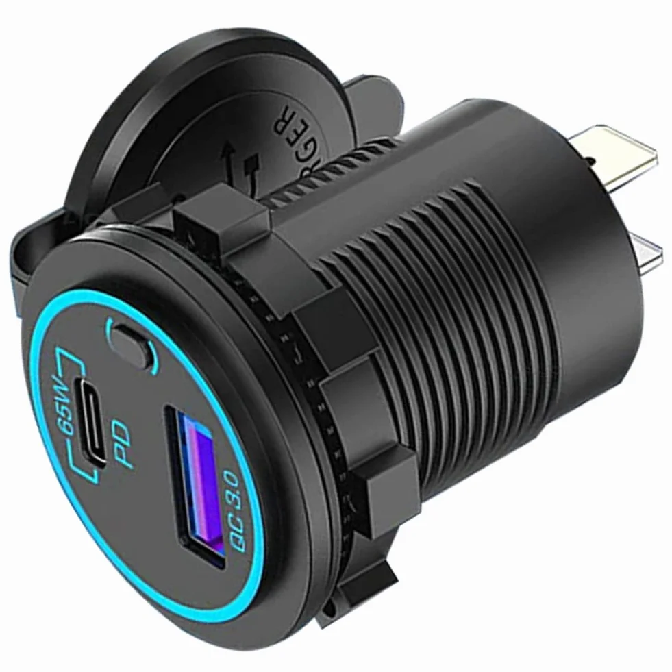 SIDNEY 65W PD 12V Wyjście USB do komputera USB C ładowarka samochodowa Port wielu adapter wody do samochodów ciężarowych