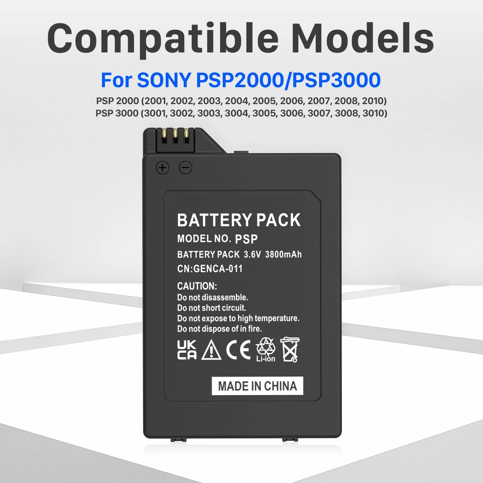 Bateria do PSP2000/PSP3000, 3800 mAh akumulator o dużej pojemności do Sony PSP-S110, PSP-2001, PSP-3000, PSP-3004, PSP-3001, PSP-3002, PSP Slim Console