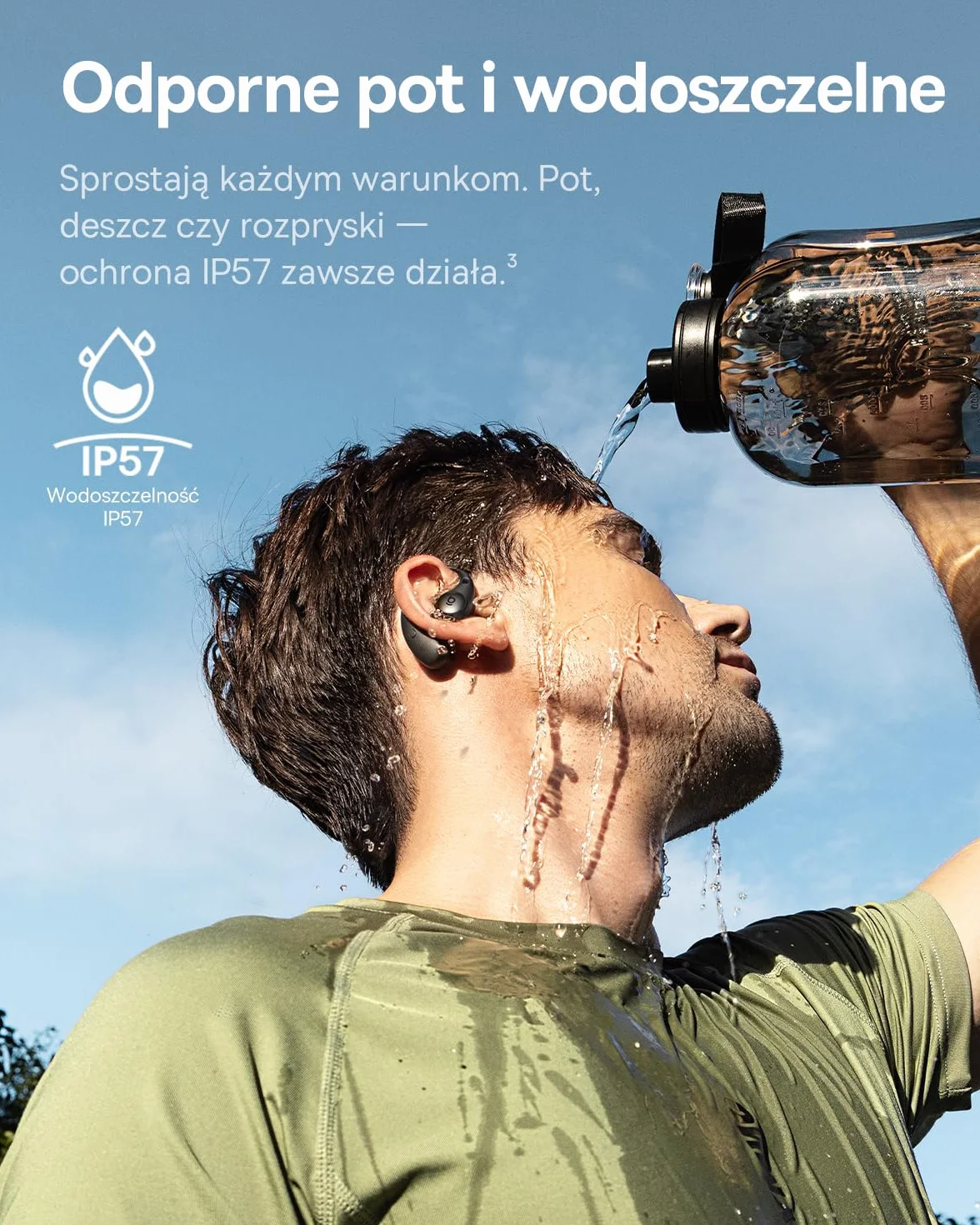 Baseus Eli Sport2 Open Ear słuchawki douszne, słuchawki sportowe, z krzywą komfortu S, 45 h Playtime, SuperBass 2.0, IPX7, Bluetooth 6.0, 4-Mic KI, słuchawki sportowe do biegania