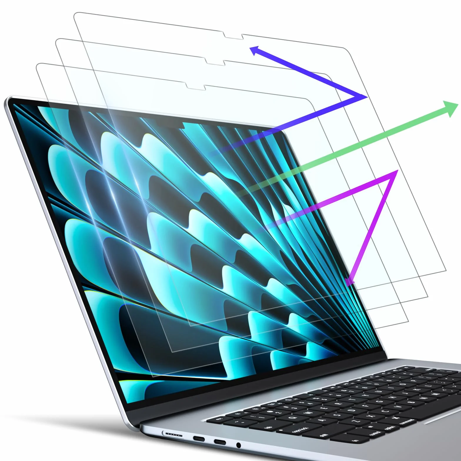 PYS [3-pak] Osłona ekranu z filtrem niebieskiego światła do Macbooka Air 33.6 cm (2024/2022, M3/M2), folia antyodblaskowa, matowa, odporna na zarysowania, odporna na odciski palców, bez pęcherzyków