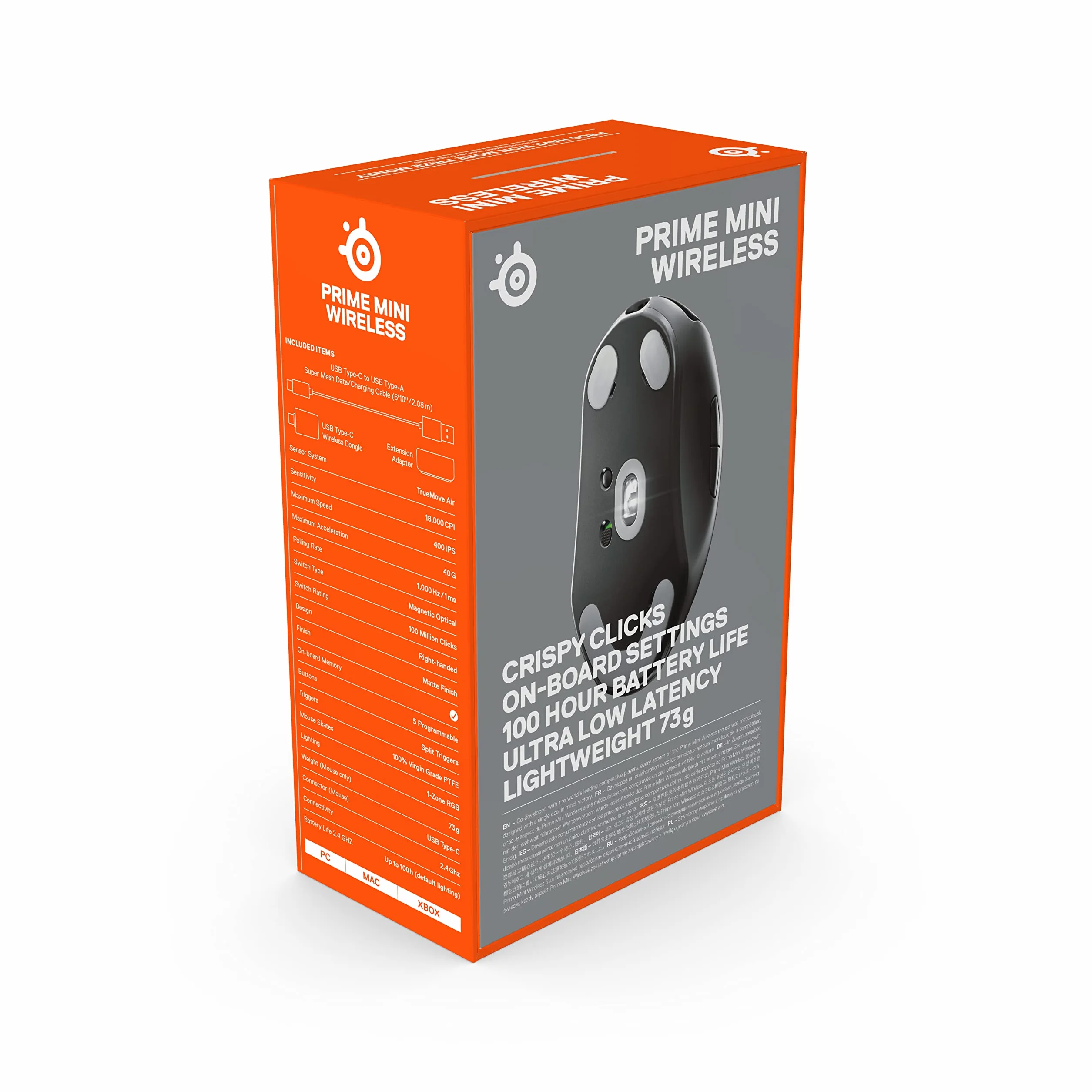 SteelSeries Prime Mini Wireless Bezprzewodowa Mysz do Gier Esports, 100h Baterii, Magnetyczne Przełączniki Optyczne, Czarna
