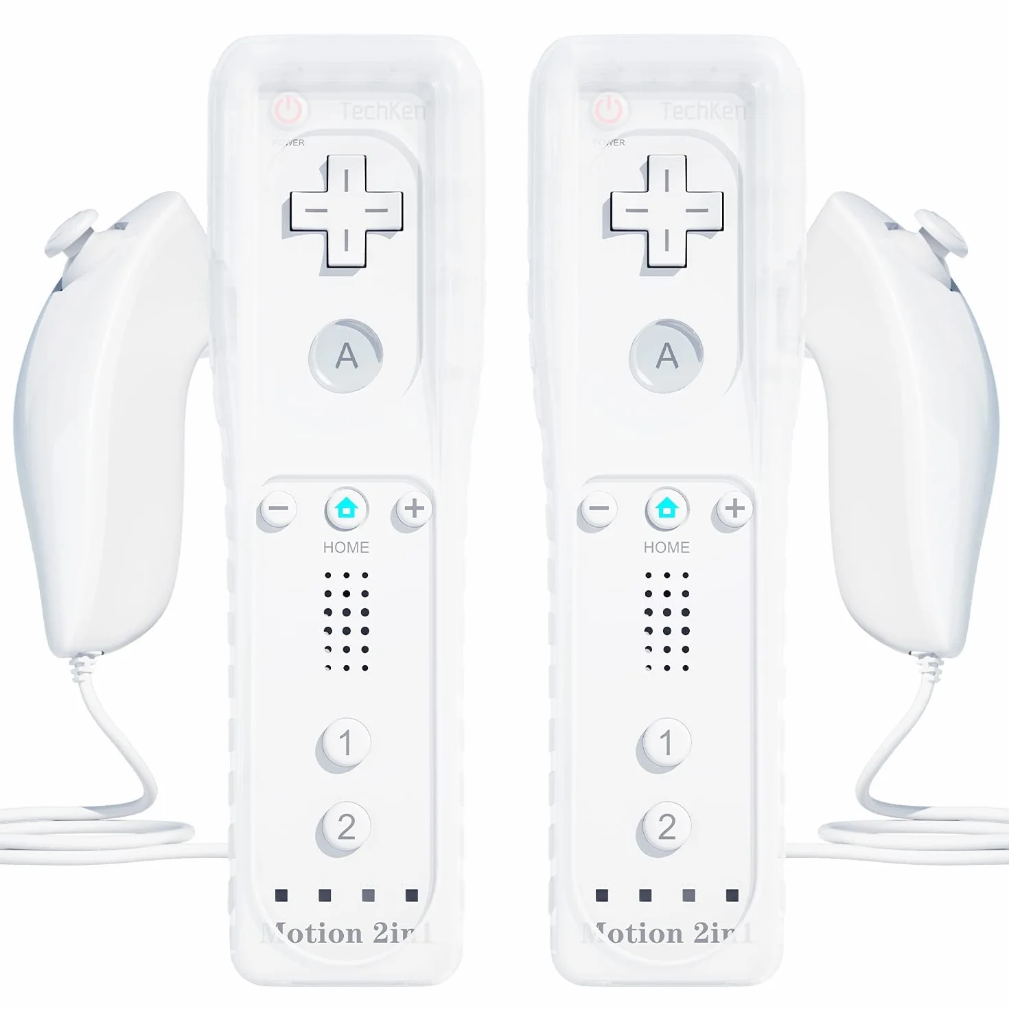 TechKen Zestaw 2 szt. Wii Remote Plus z Motion Plus i Nunchuck - Kontroler Zamiennik do Wii/WiiU