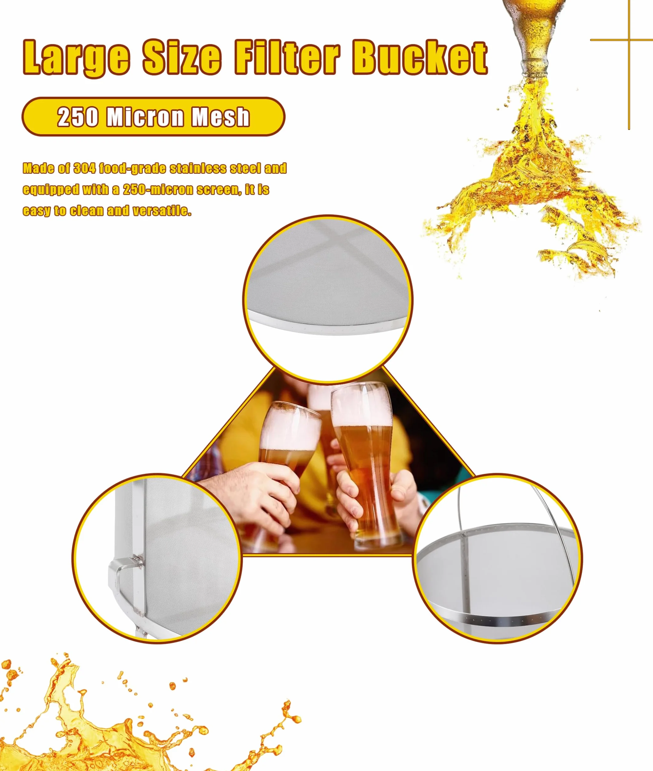 Sitko do Chmielu Gugxiom, Filtr do Chmielu 11,8 X 11,4 Cala, Sitko ze Stali Nierdzewnej o Oczkach 250 Mikronów do Filtrowania Herbaty Kompostowej z Piwa, Wina i Nie tylko.