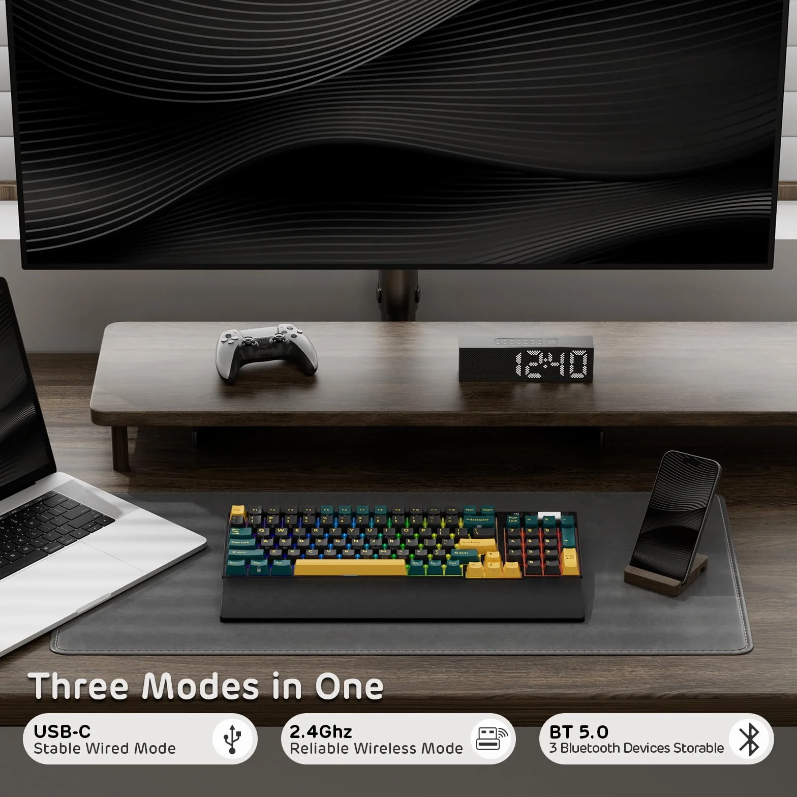 RK ROYAL KLUDGE RK96 RGB Limited Ed 90% 96 klawiszy bezprzewodowa tri-Mode BT5.0/2.4G/USB-C Hot-Swap klawiatura mechaniczna z podpórką pod nadgarstek