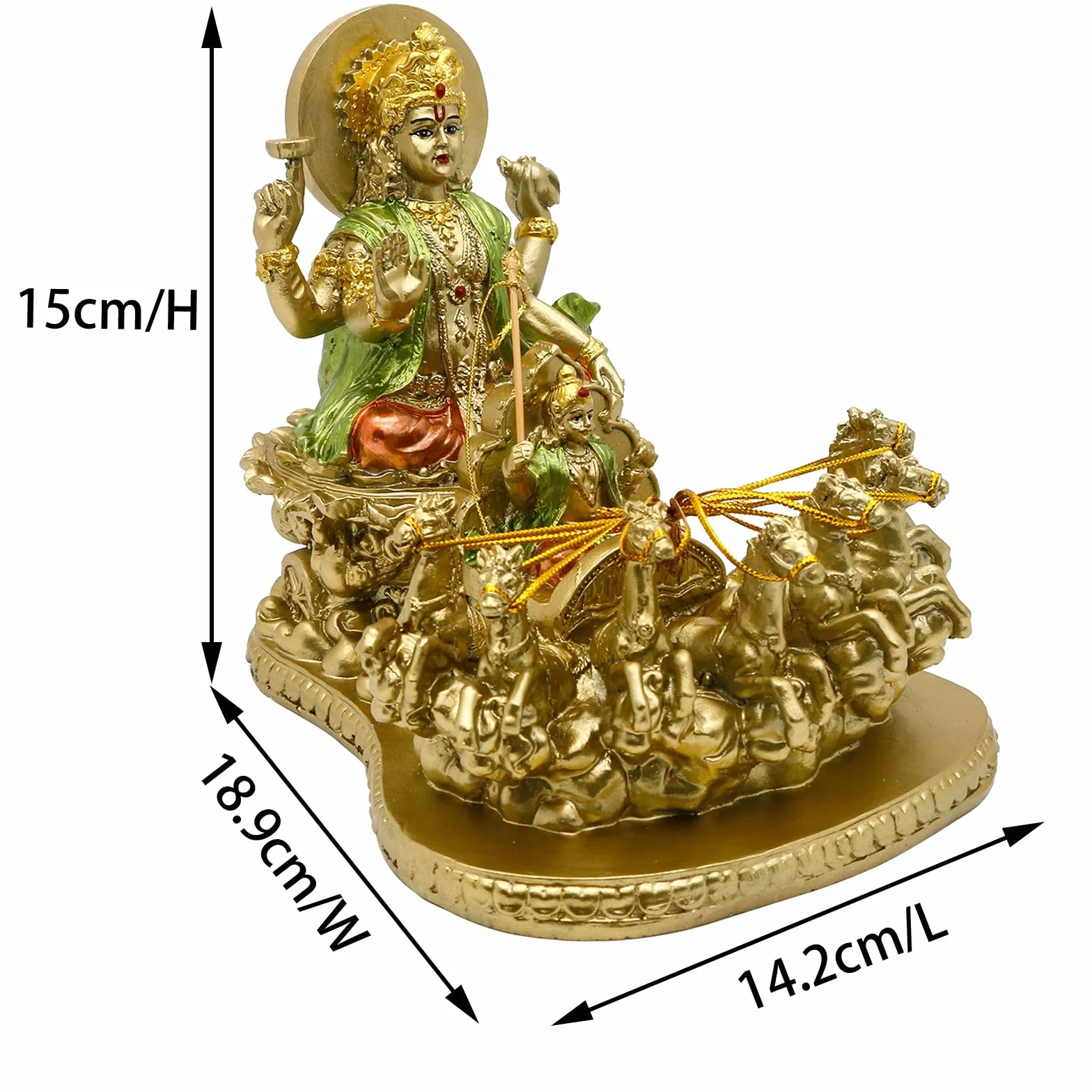 Hinduski bóg lord Surya słońce rzeźba - Indie religijne prezenty rękodzieło indijski bóg suryadev figurka hinduizm murti dom mandir świątynia Pooja przedmiot Diwali ślub powrót prezent Alatr joga wystrój pokoju