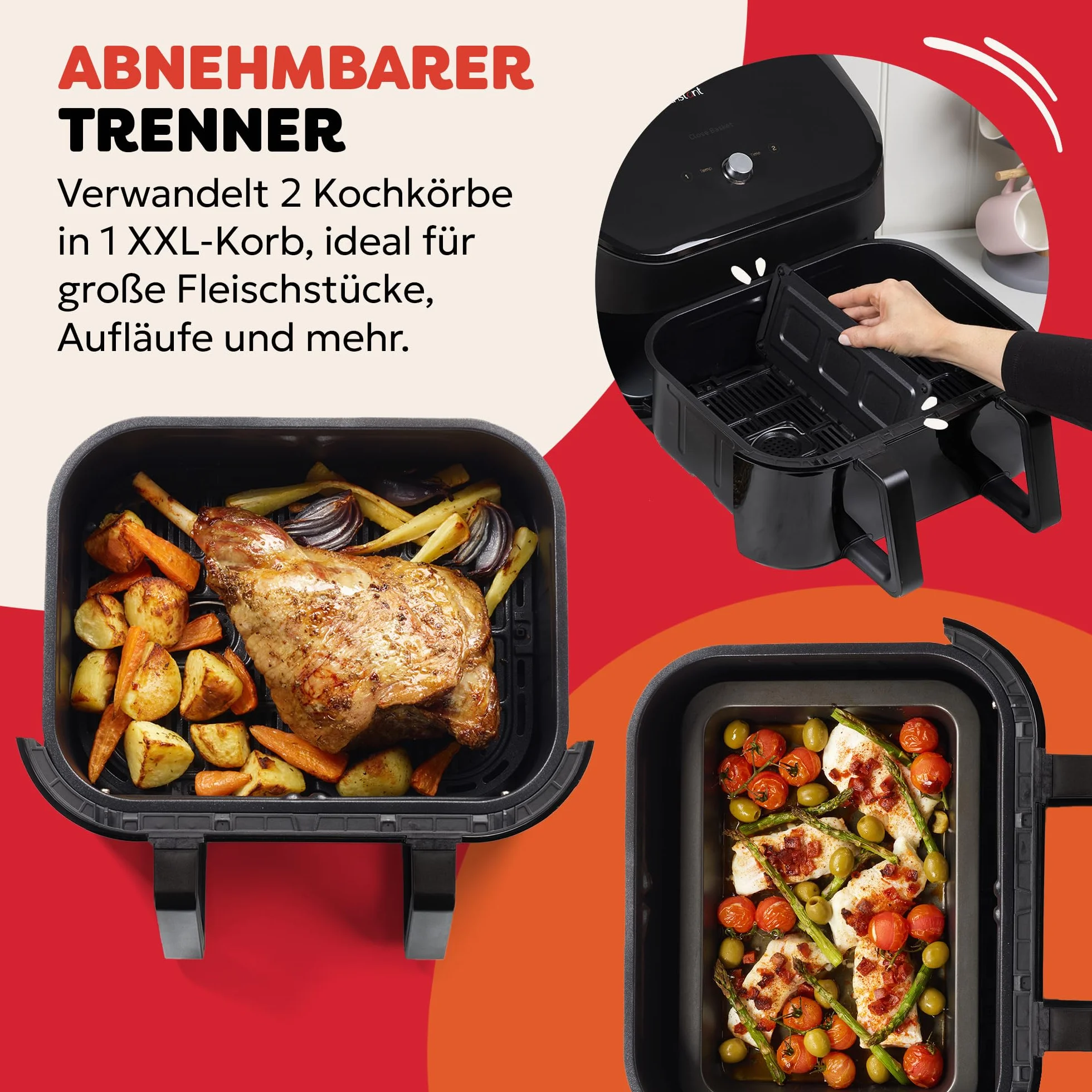 Frytkownica na gorące powietrze XXL ze stali nierdzewnej 8,5 l, inteligentne programy 8 w 1 smażenie pieczenie grillowanie