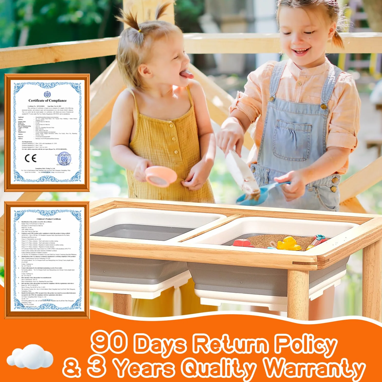 FUNLIO Stół sensoryczny dla małych dzieci z piaskiem i wodą 3-poziomowa regulacja wysokości