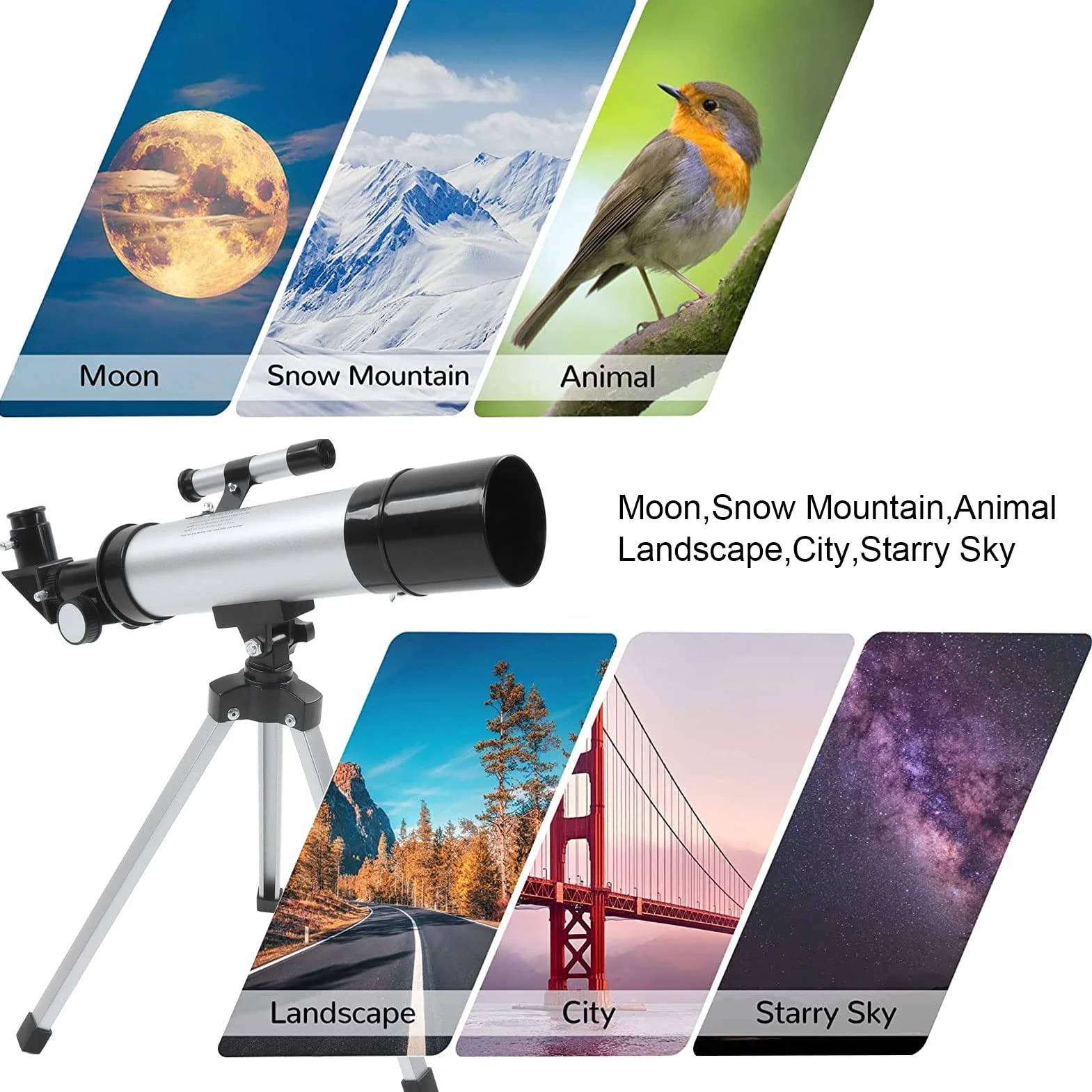 Dziecięcy Teleskop Astronomiczny, 50mm Apertura 360mm Teleskop Astronomiczny z Refraktorem i Statywem Przenośny Teleskop Monokularowy dla Początkujących Astronomów/Dorosłych/Dzieci