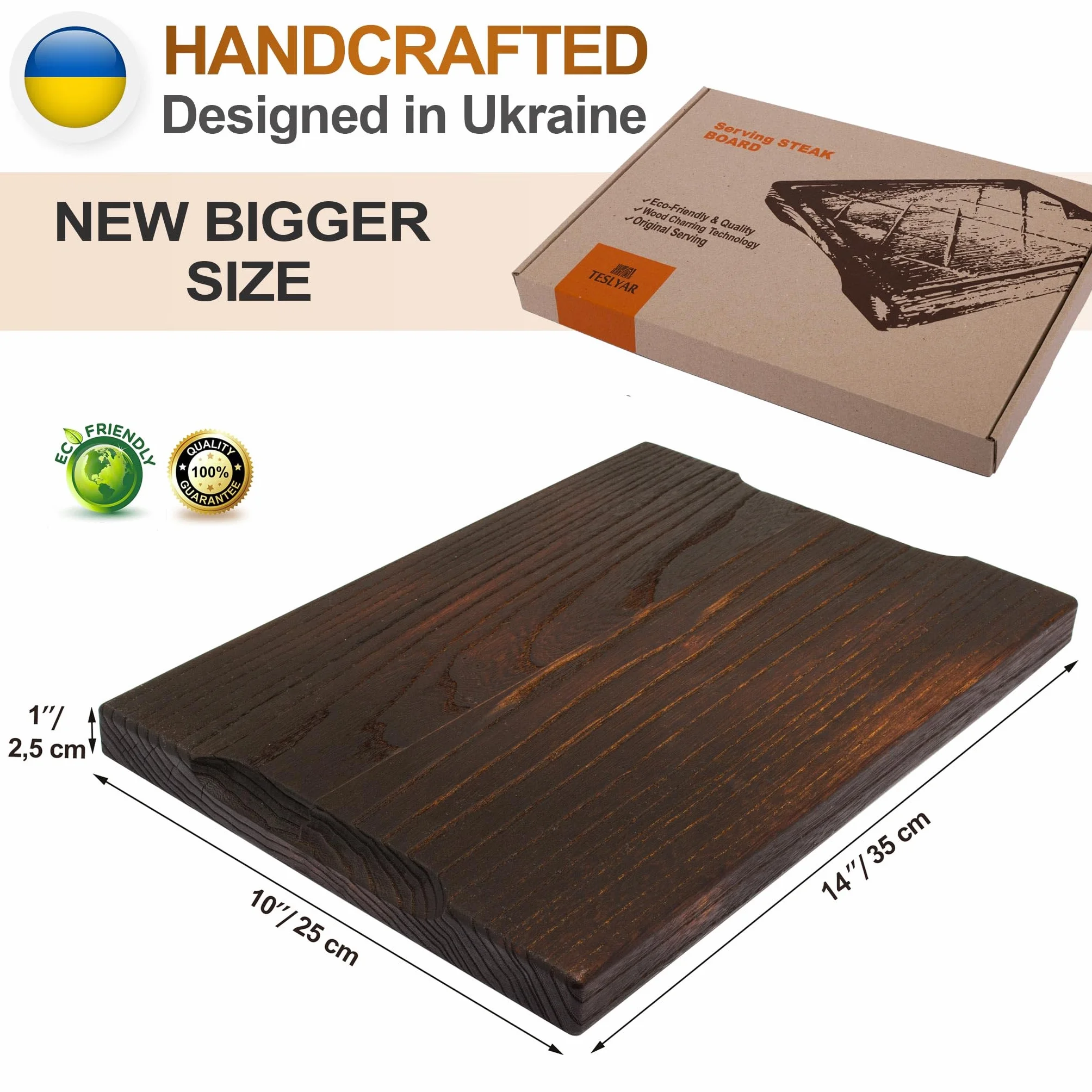Drewniana deska do steków 35 x 25 cm lite dębowe serwowanie talerz do grilla naturalny gruby talerz do krojenia trwały i wysokiej jakości