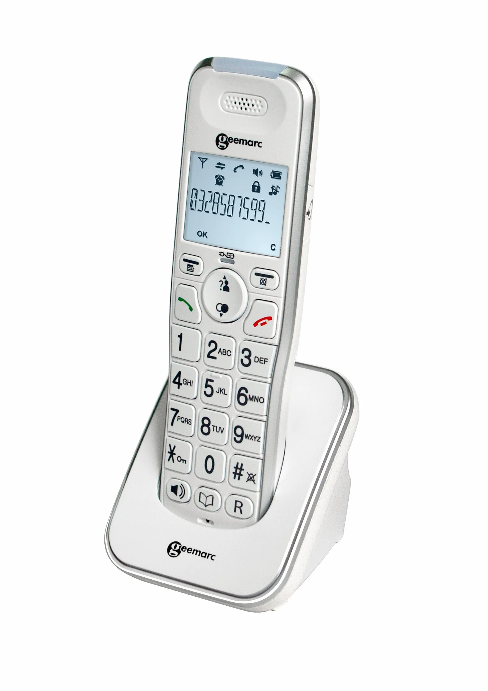 Geemarc Amplidect 295 Combi Duo - Wzmocniony telefon stacjonarny i jego dodatkowe słuchawki z automatyczną sekretarką, mocny dzwonek i duże klawisze dla seniorów - niski lub średni ubytek słuchu -