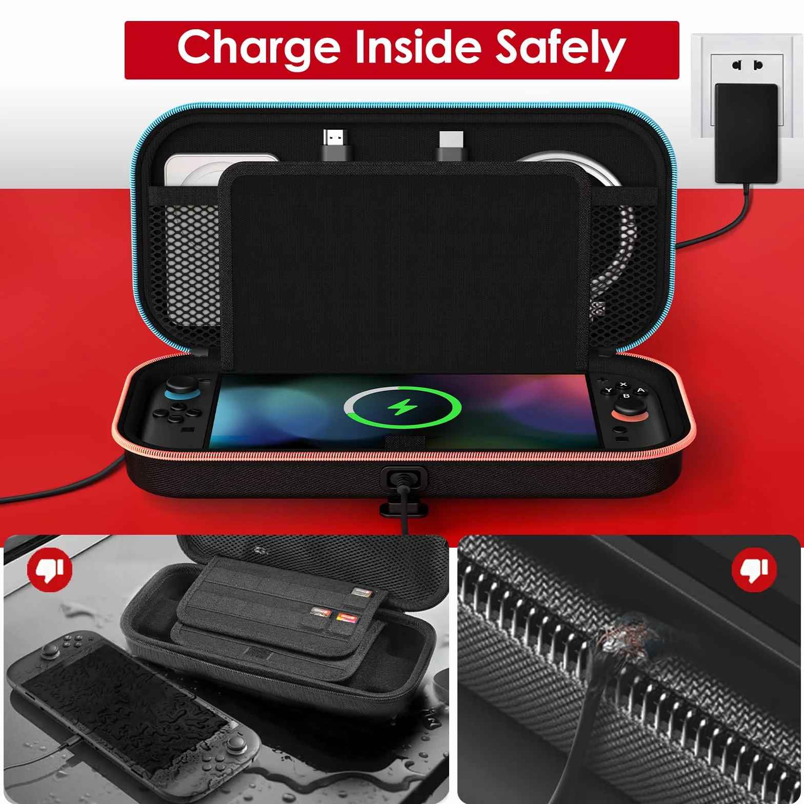 ivoler Torba na port kabla ładującego kompatybilna z modelem Nintendo Switch 2 (2025), przenośna ochronna twarda torba z miejscem do przechowywania 12 gier i innych akcesoriów