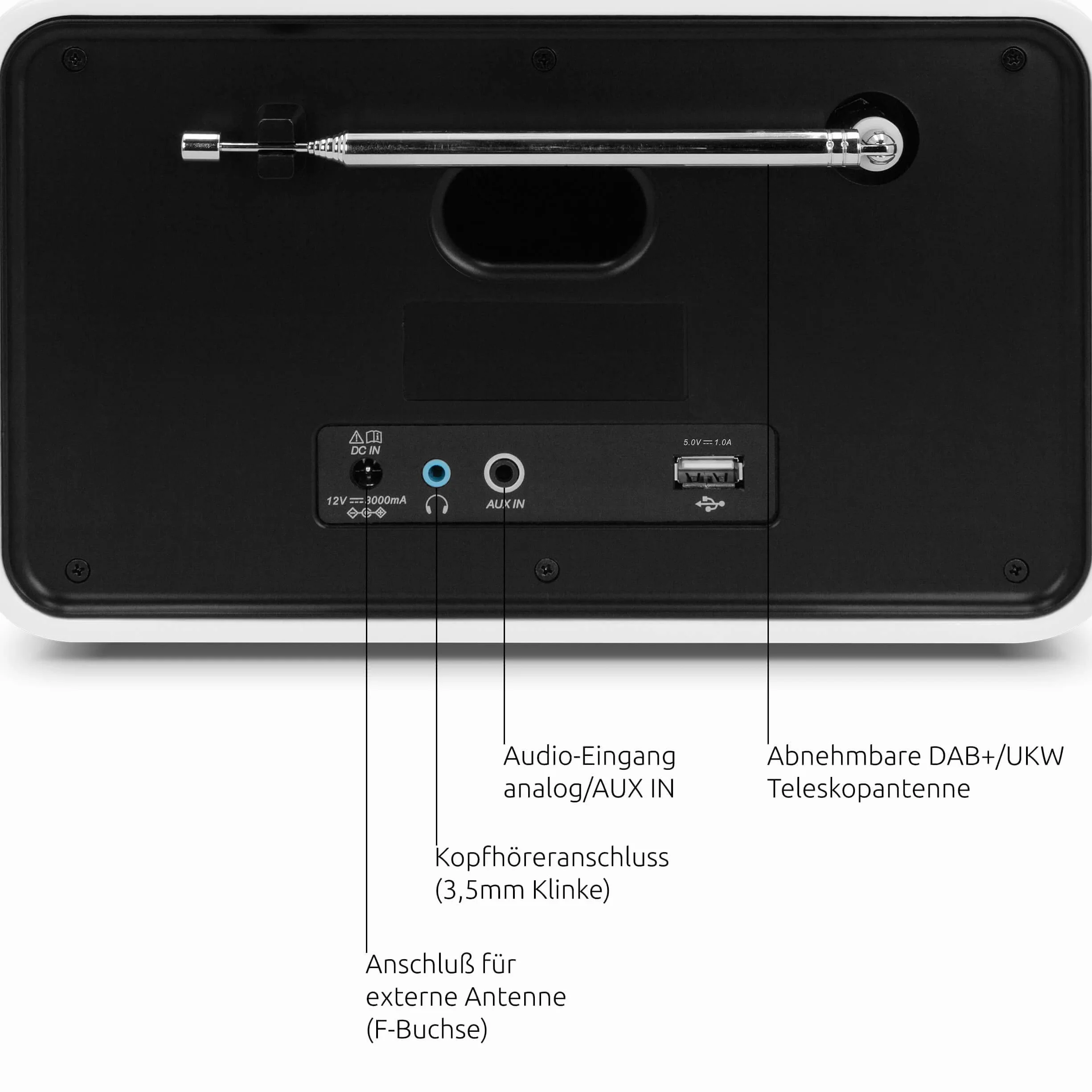 TechniSat DIGITRADIO 586 - hybrydowe radio DAB+ (radio internetowe, FM, Bluetooth, Spotify, ładowanie bezprzewodowe, sterowanie aplikacją, wyświetlacz OLED, USB, CD, MP3, AUX, 20 W, pilot) biały