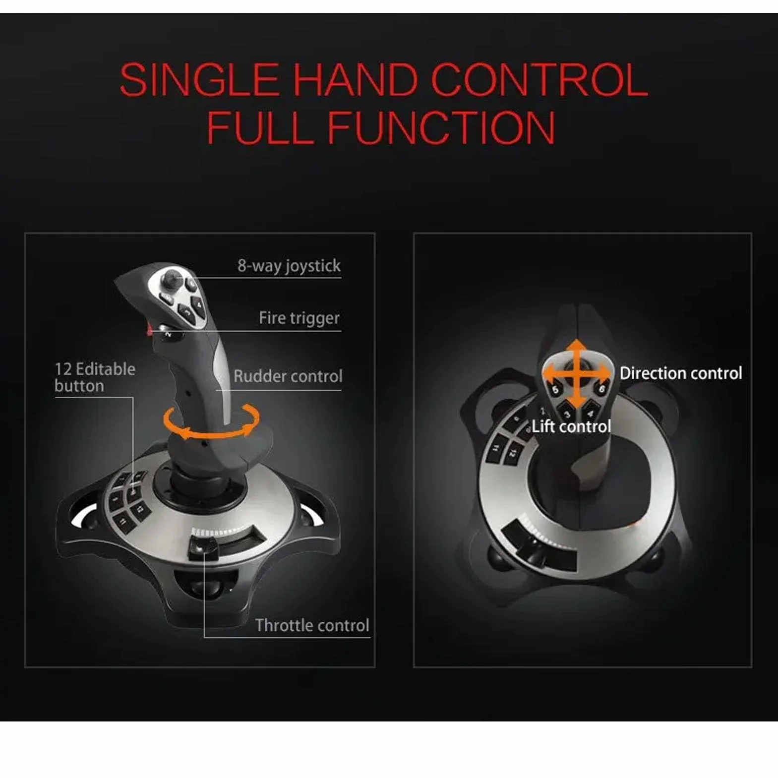 Przewodowy Joystick Symulatora Latania USB z Wibracjami i Przepustnicą do Komputera
