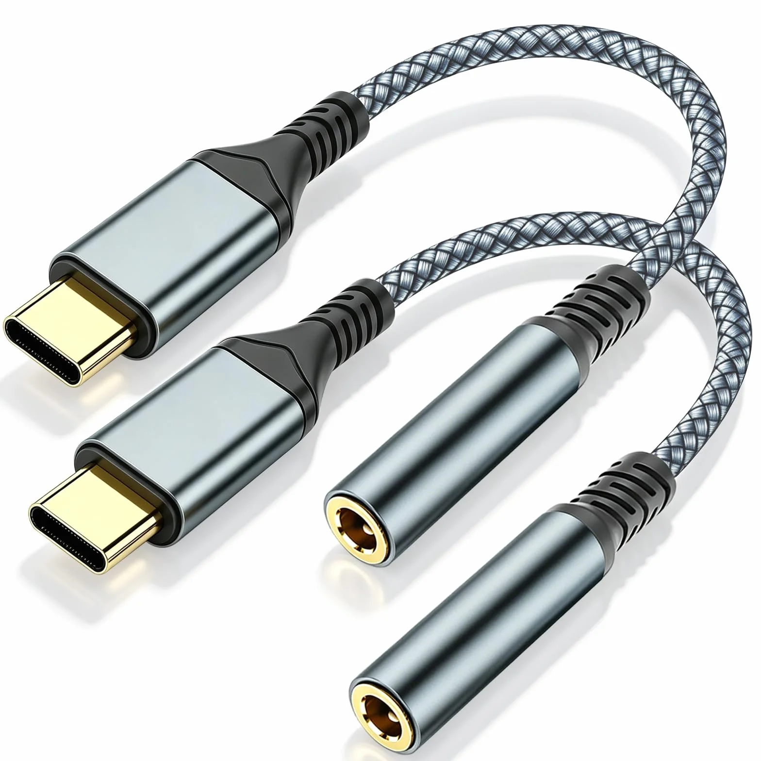 Gniazdo słuchawkowe USB-C na 3,5 mm, cyfrowy adapter audio AUX typu C na 3,5 mm, kompatybilny z iPhone 16/15 Pro/Pro Max, Samsung Galaxy, iPad Pro, Xiaomi i innymi urządzeniami typu C (2 szt.)
