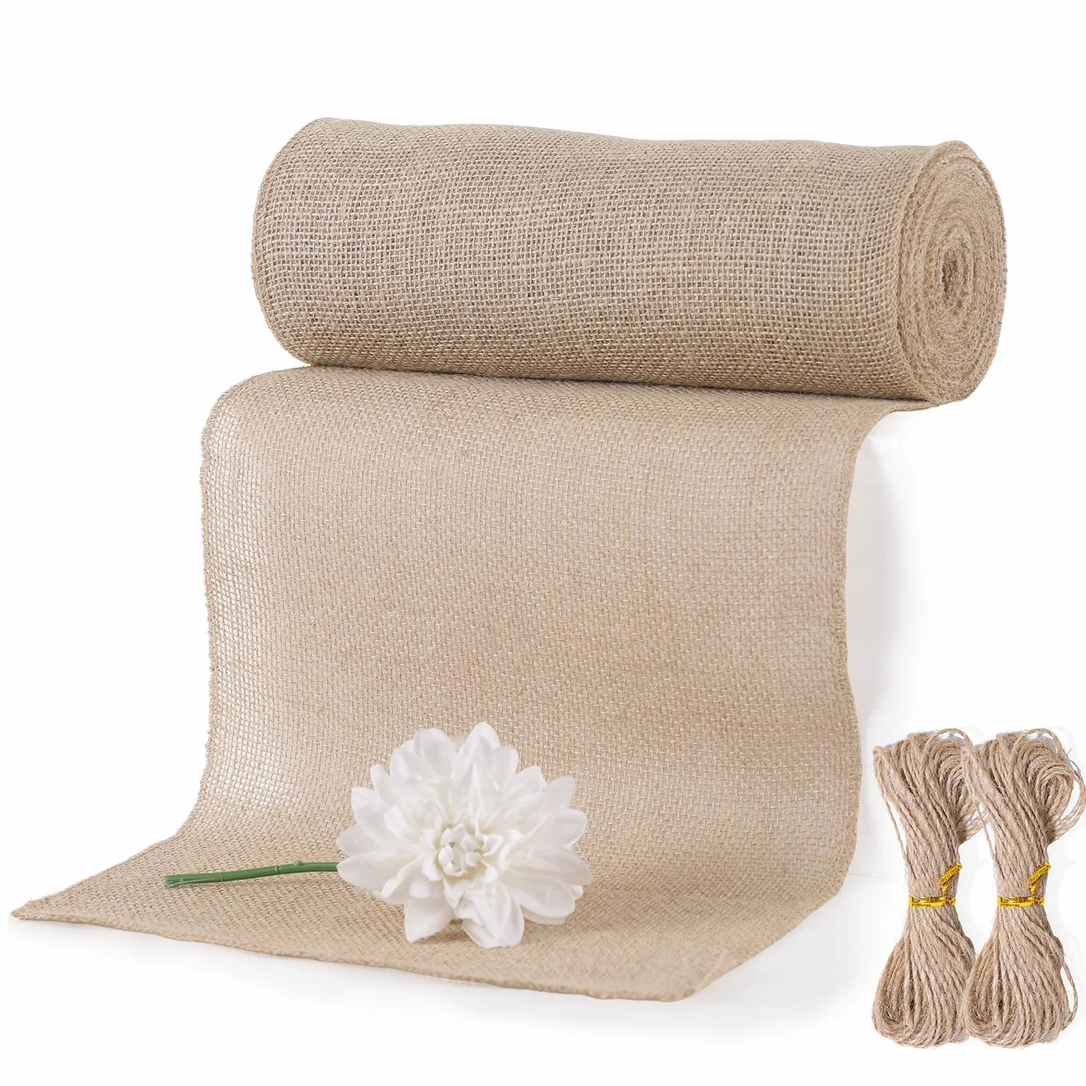 Bieżnik jutowy w rolce 30 cm x 10 m, 100% naturalny bieżnik z juty, możliwość przycięcia, 20 m sznurka jutowego, na stół, wesele, imprezę wiejską, komunię, rustykalna dekoracja stołu, "zrób to sam"