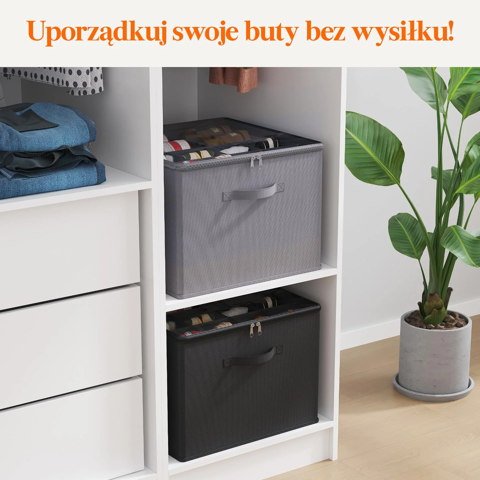 Lifewit Organizer do przechowywania butów, pasuje do 12-16 par, duży pojemnik z przezroczystą pokrywą i wzmocnionymi uchwytami