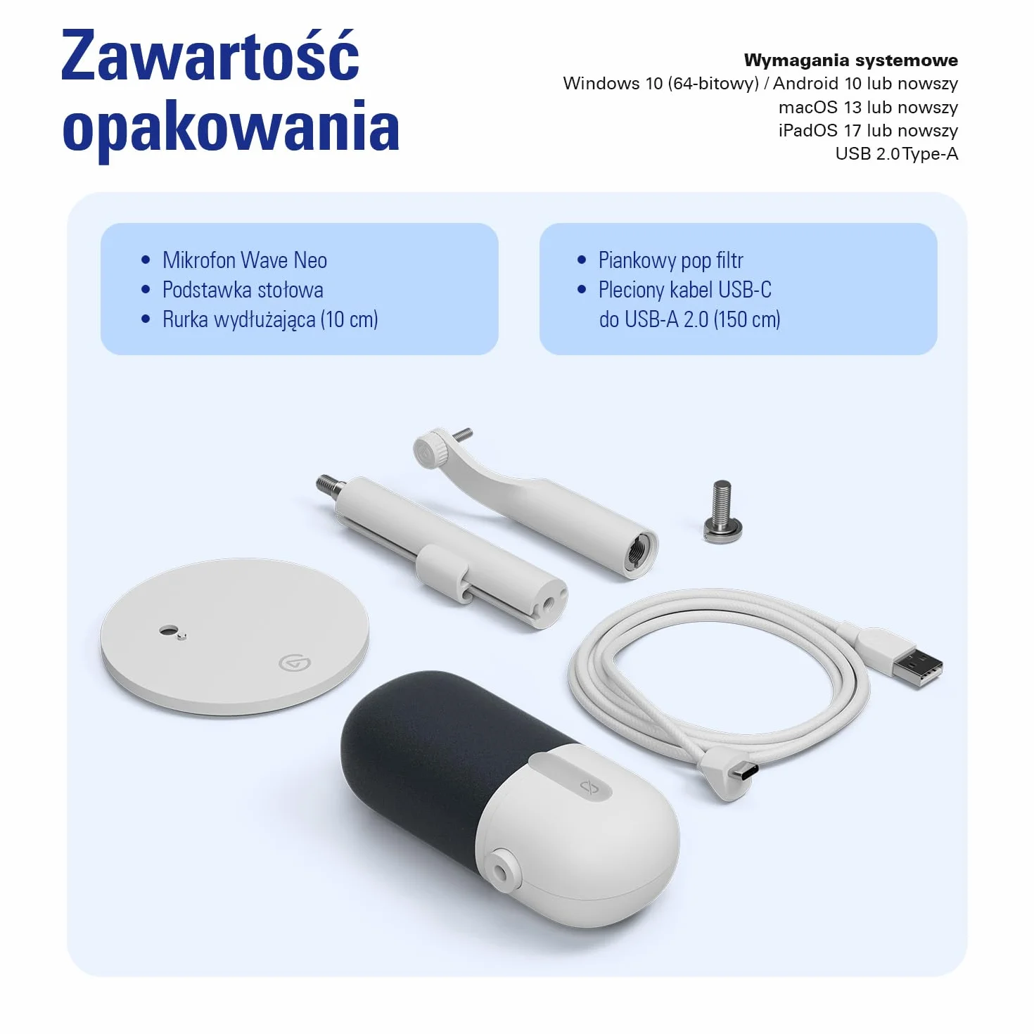 Elgato Wave Neo – mikrofon pojemnościowy USB, wyciszanie dotknięciem, gry, transmisje, spotkania, nagrywanie głosu, Teams/Zoom/OBS/Twitch/YouTube itp., Plug-'n-Play, laptop, PC, Mac, iPad, iPhone
