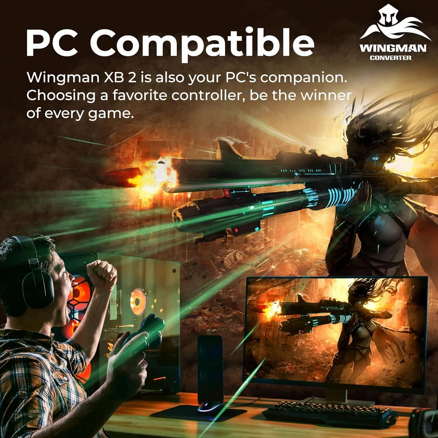 Mcbazel Brook Wingman XB 2 Converter - Wireless Controller Adapter for XB Retro Consoles and PC, Supports Remap and Adjustable Turbo