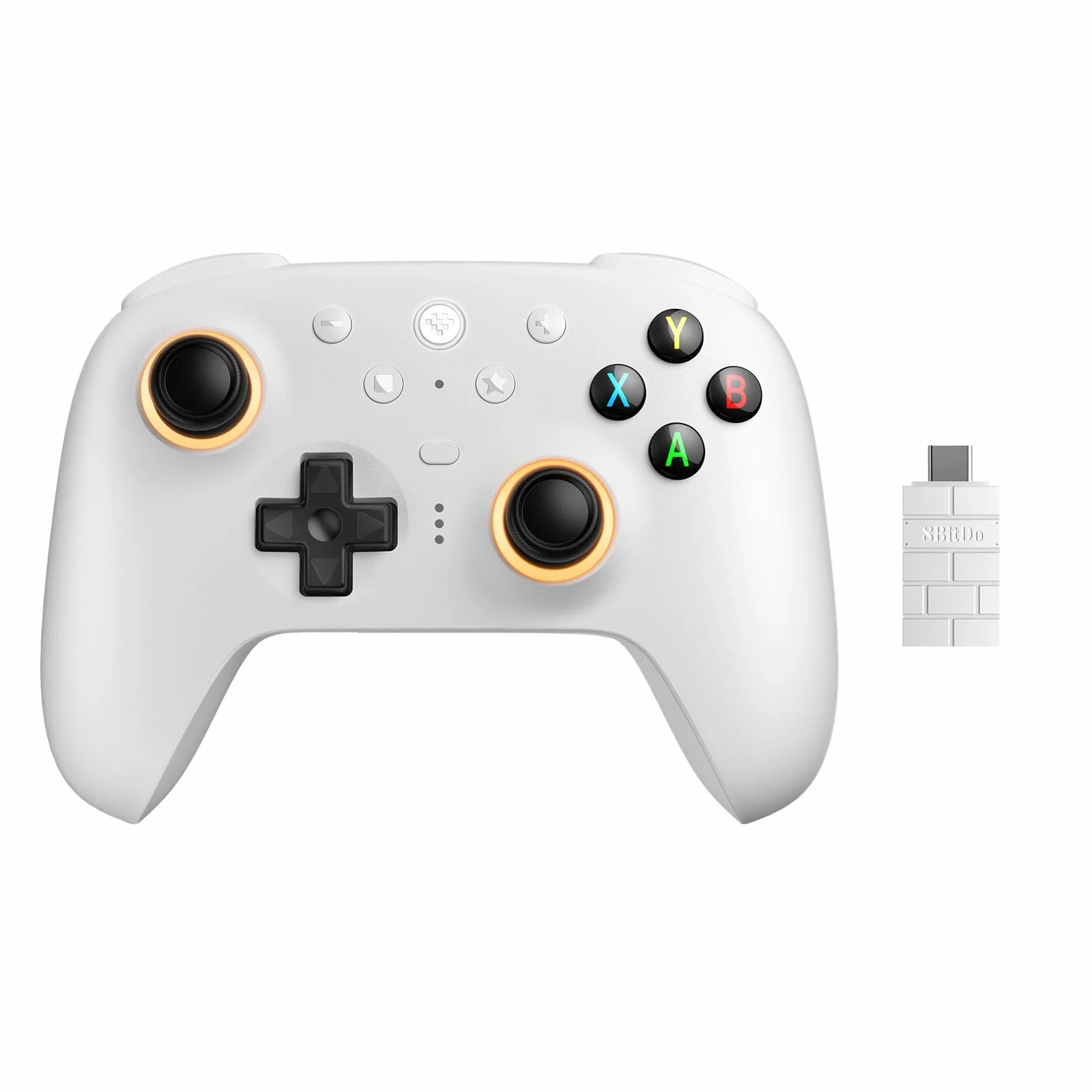 8BitDo Ultimate 2 Wireless Controller for Windows PC, Apple, Steam & Android, Gaming Controller with TMR Joysticks, Hall/Tactile Triggers, 1000Hz Polling Rate, White