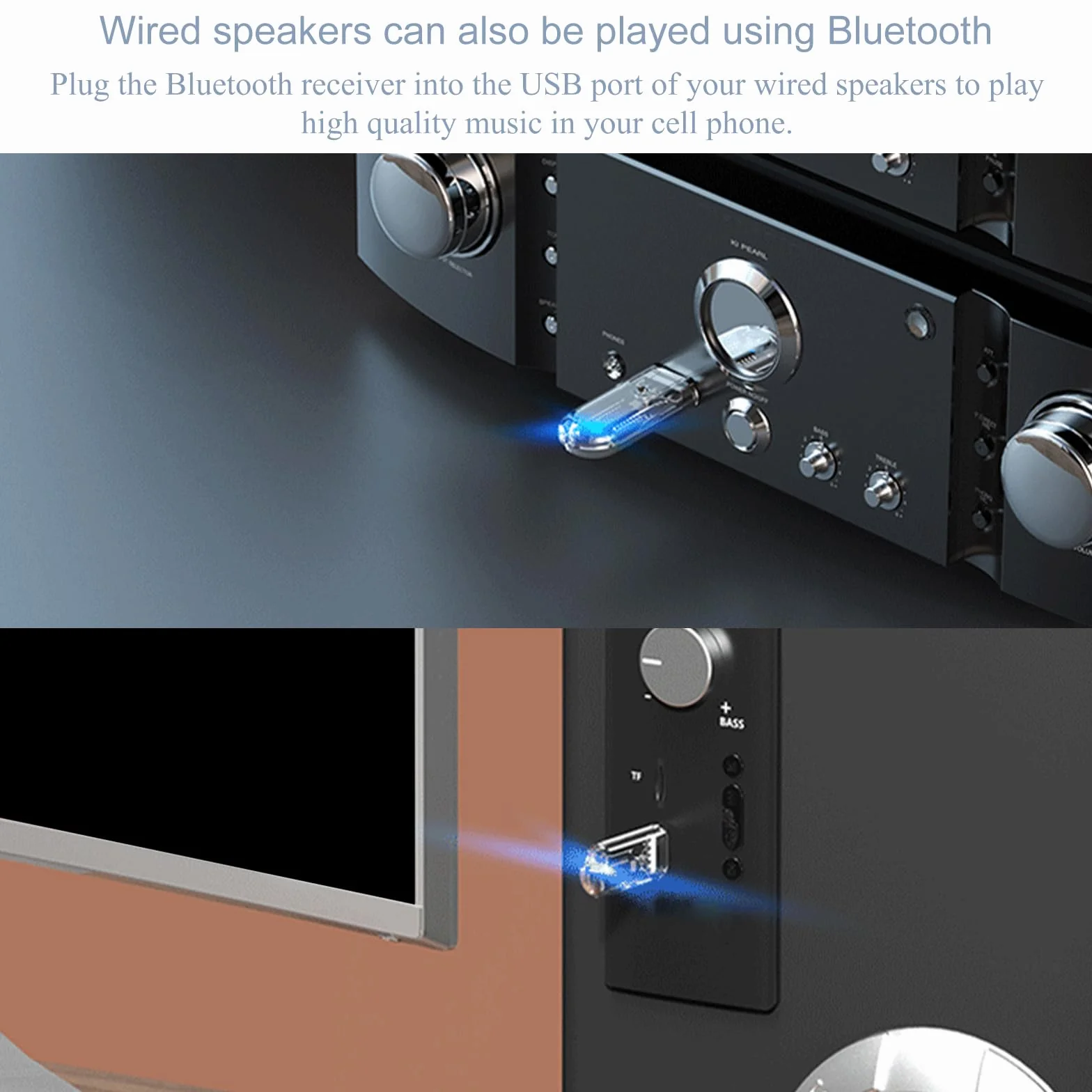 USB Bluetooth adapter audio Bluetooth 5.3 odbiornik USB Dongle Plug & Play HD Audio do głośników, systemu stereo, samochodów
