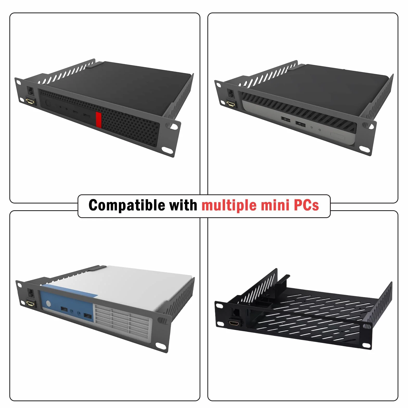 GeeekPi 25.4 cm 1U Mini PC półka do montażu w stojaku z portem RJ45 CAT6 i portem HDMI do DeskPi RackMate T1/T0