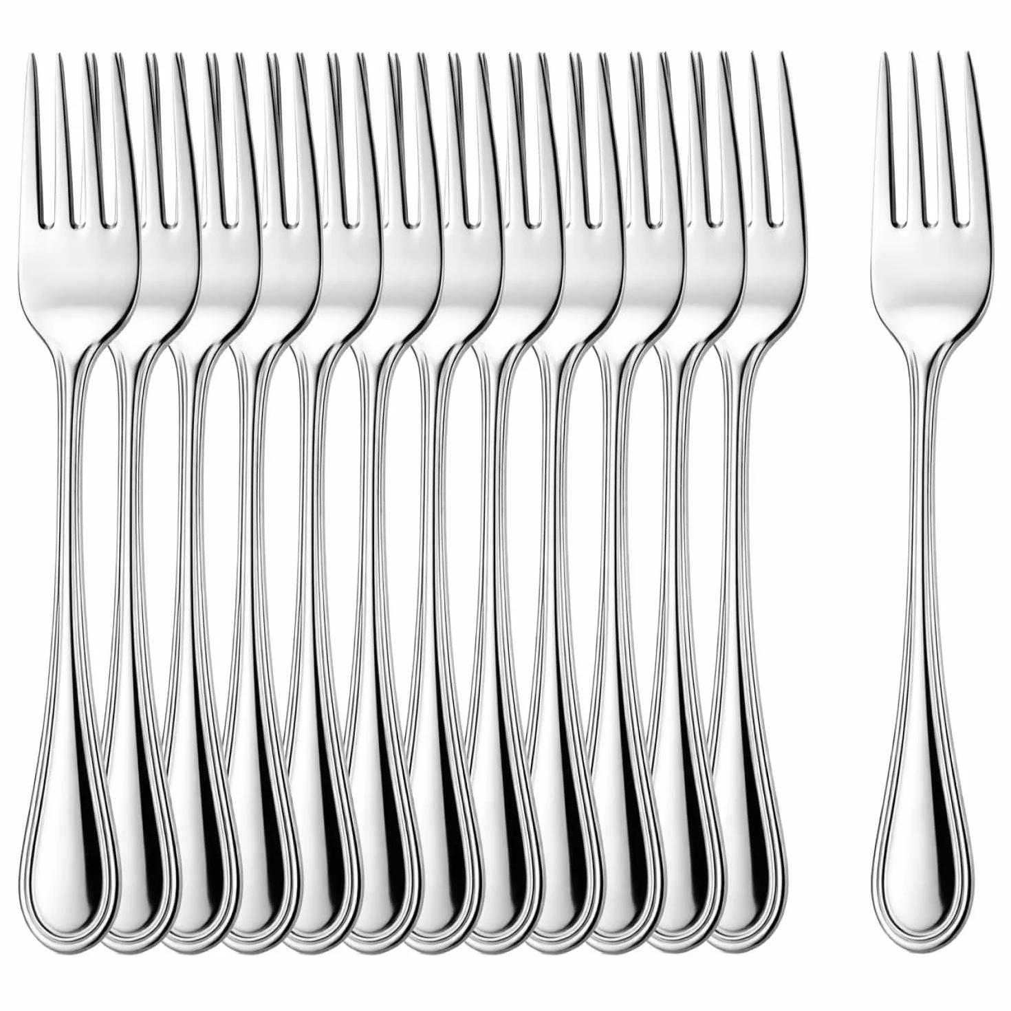 COM-FOUR® 12x Widelce Do Ciasta Ze Stali Nierdzewnej 430 - Stylowe Sztućce o Prostym Designie - Deserowe i Do Przekąsek - 15 cm (12 Sztuk)