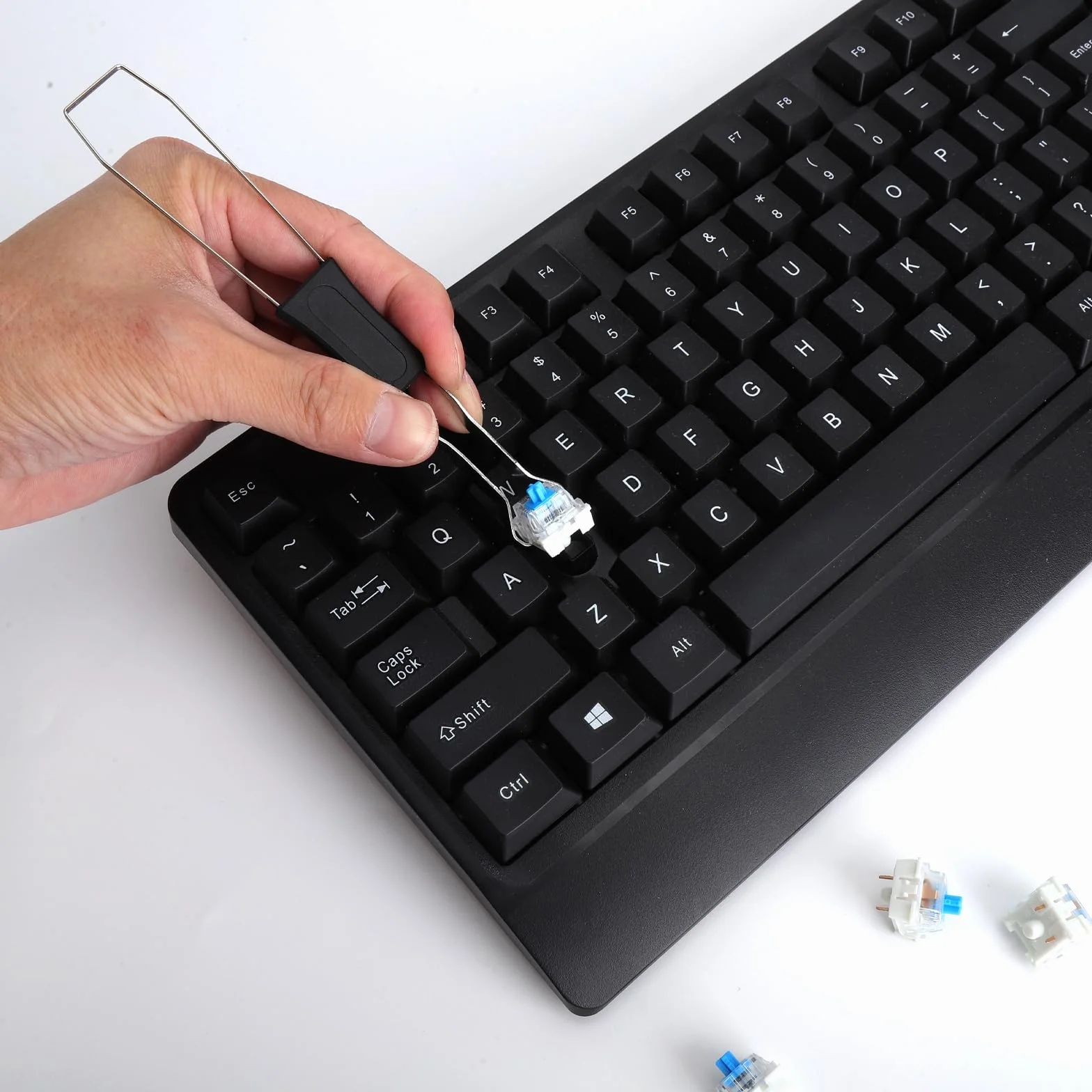 20 sztuk przełączników klawiatury Hot-Swap Blue Switches, klawiatura z 1 ściągaczem wału, kompatybilna klawiatura mechaniczna, przełącznik zastępczy do gier, do biura i klawiatur RGB