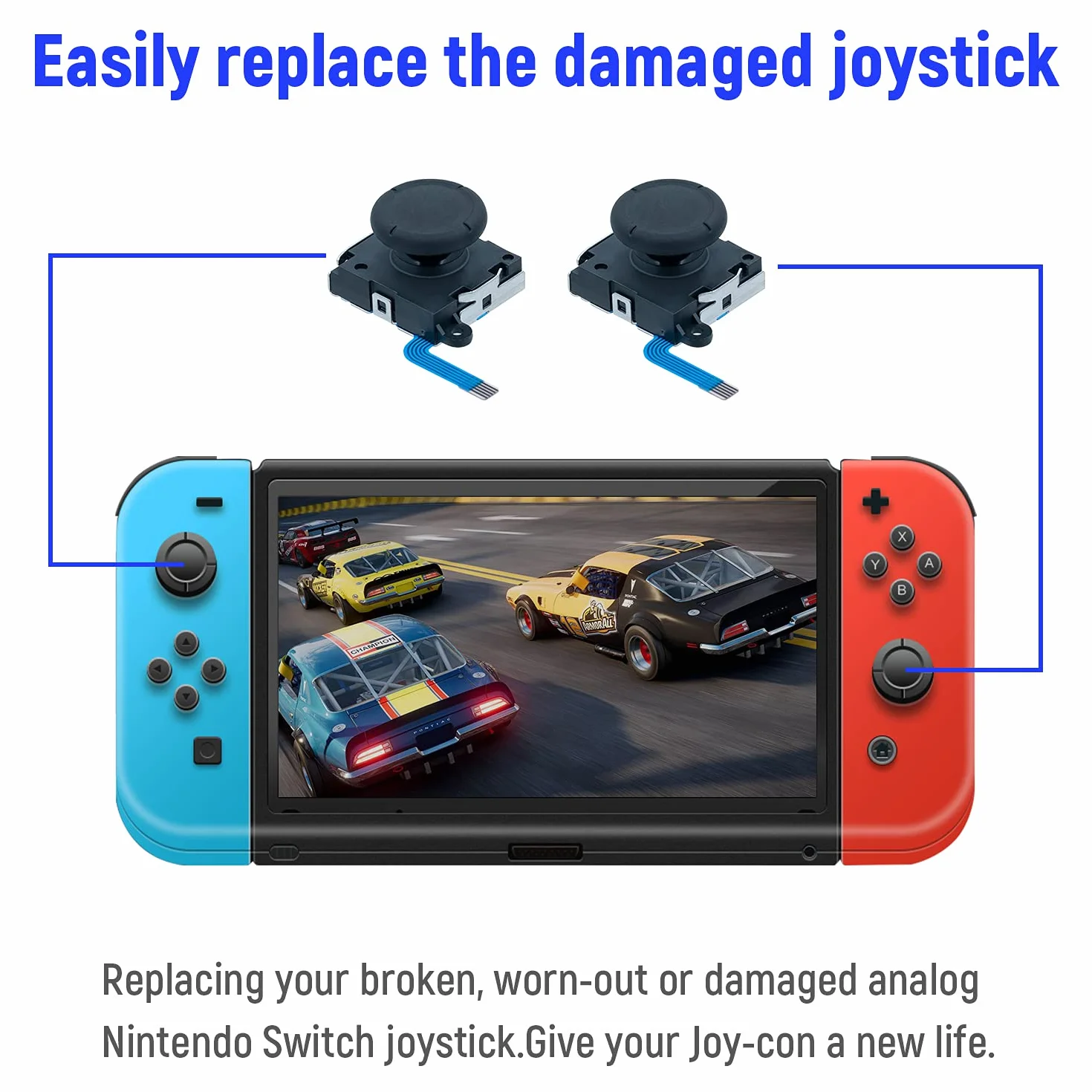 Mcbazel 18 w 1 przełącznik NS Joy-Con wymienny zestaw naprawczy z akcesoriami do śrubokrętów, analogowe joysticki 3D lewy prawy przycisk SL/SR synchronizacja zestawu kabli elastycznych
