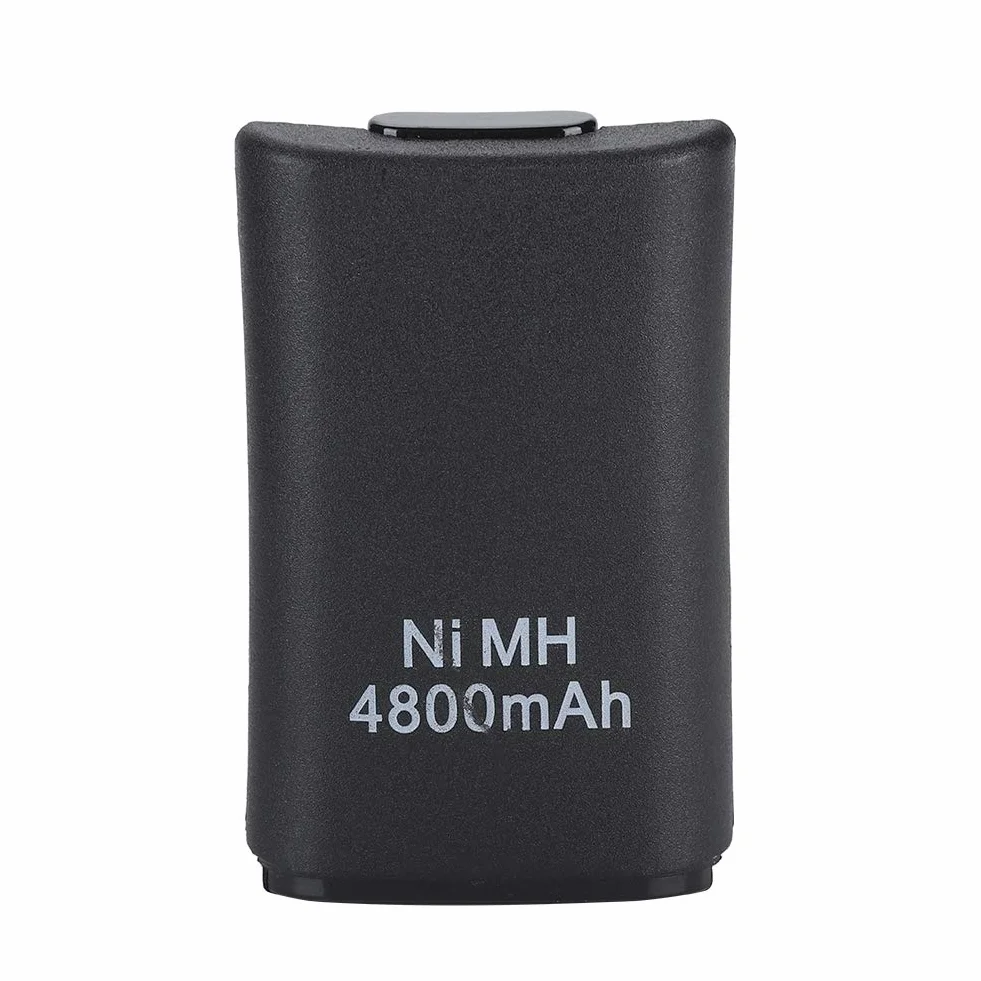 Xbox 360 zestaw akumulatorów do kontrolera, 2 x akumulatory NiMH 4800 mAh ze stacją ładującą, kablem do ładowania USB, 2 obudowy baterii, czarny