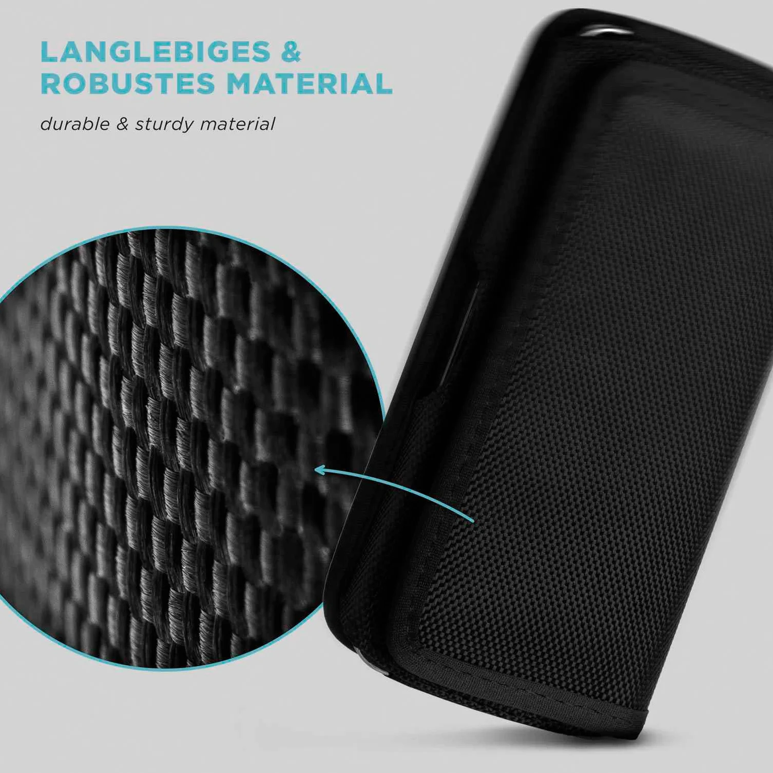 moex Siateczkowe etui do iPhone 15 Pro, etui na pasek z zapięciem na rzepy, poziome, kabura na telefon komórkowy z klipsem do paska, wytrzymały nylon, pokrowiec na telefon komórkowy poprzeczny z