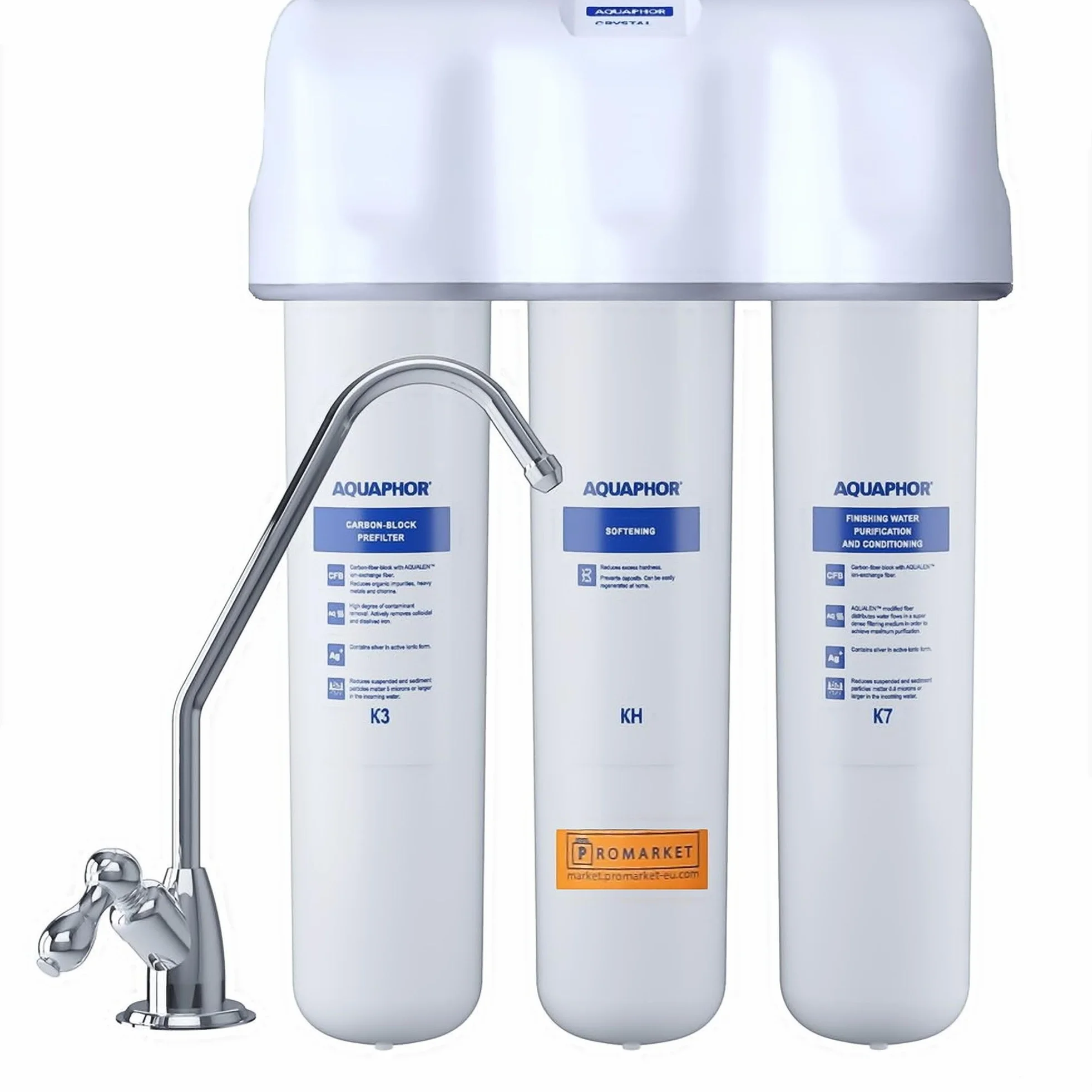 AQUAPHOR System filtrowania wody Crystal H z filtrem K3, K7, KH do twardej wody.