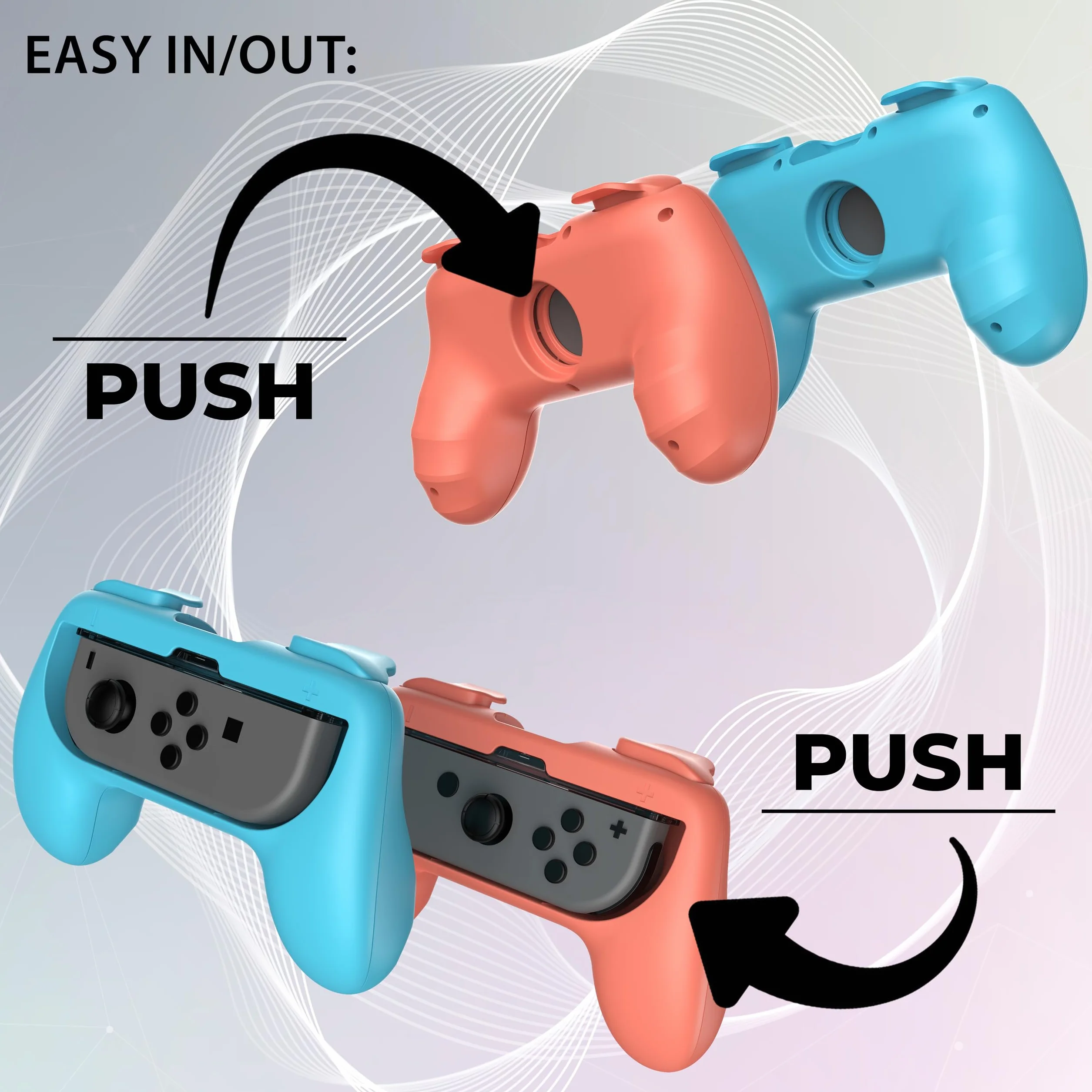 Subsonic - Subsonic Pack 2 uchwyty do Joy-con dla Nintendo Switch i Nintendo Switch 2 niebiesko-czerwony