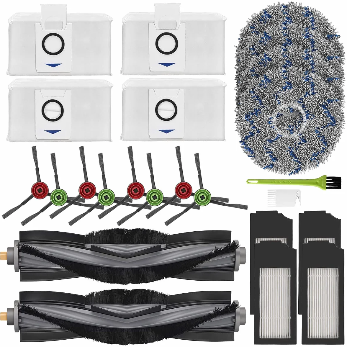 Zestaw akcesoriów do ECOVACS DEEBOT X1 Omni, części zamienne, worek na kurz, szczotka główna, filtr drobnego kurzu, szczotki boczne i podkładki do wycierania do Ecovacs Deebot X1e Omni