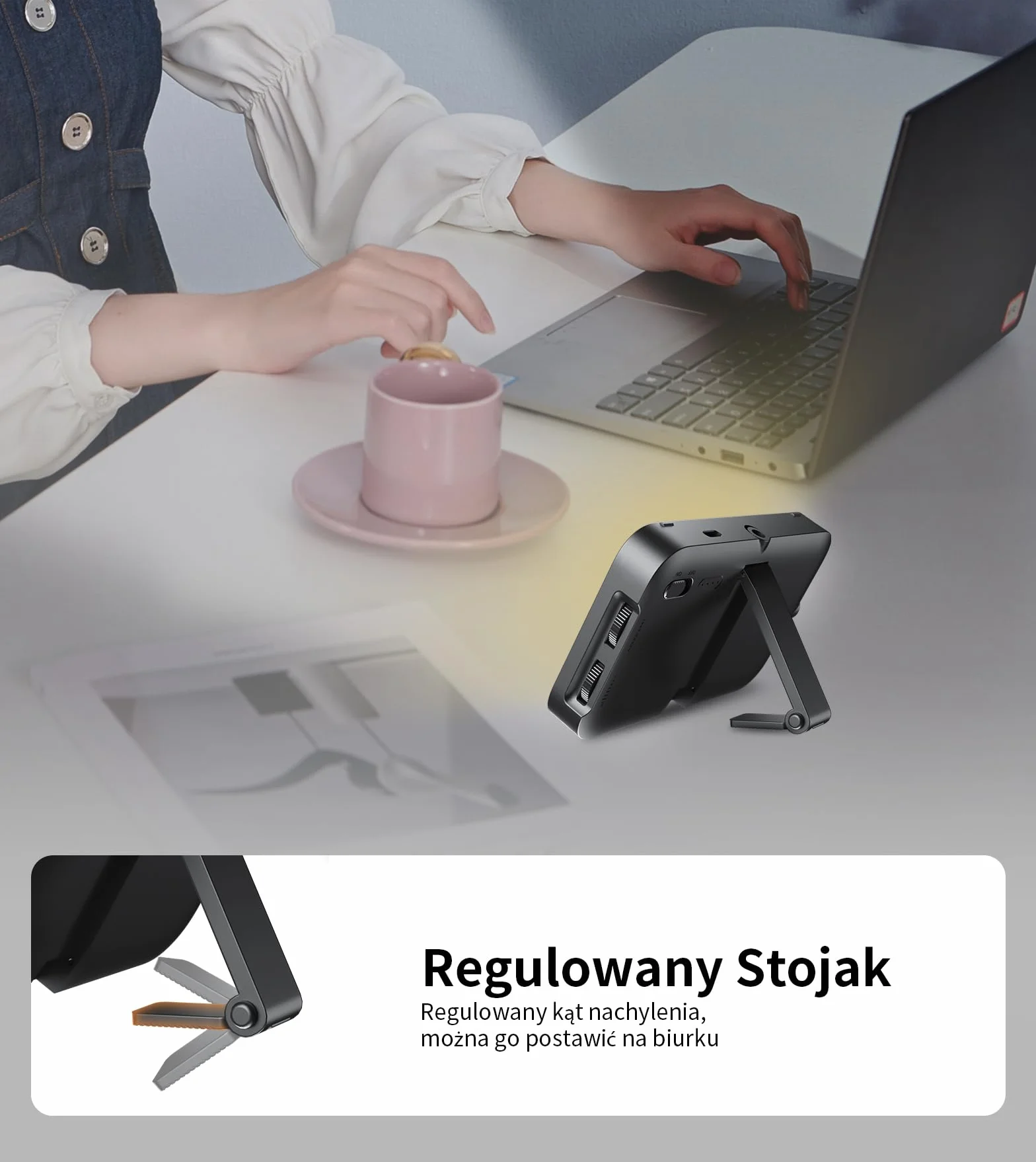 TONEOF Ulepszone światło do telefonu z miękką obudową i zintegrowaną podstawką, światłem aparatu, ładowalne światło do wideokonferencji o dużej jasności, przenośne światła do selfie