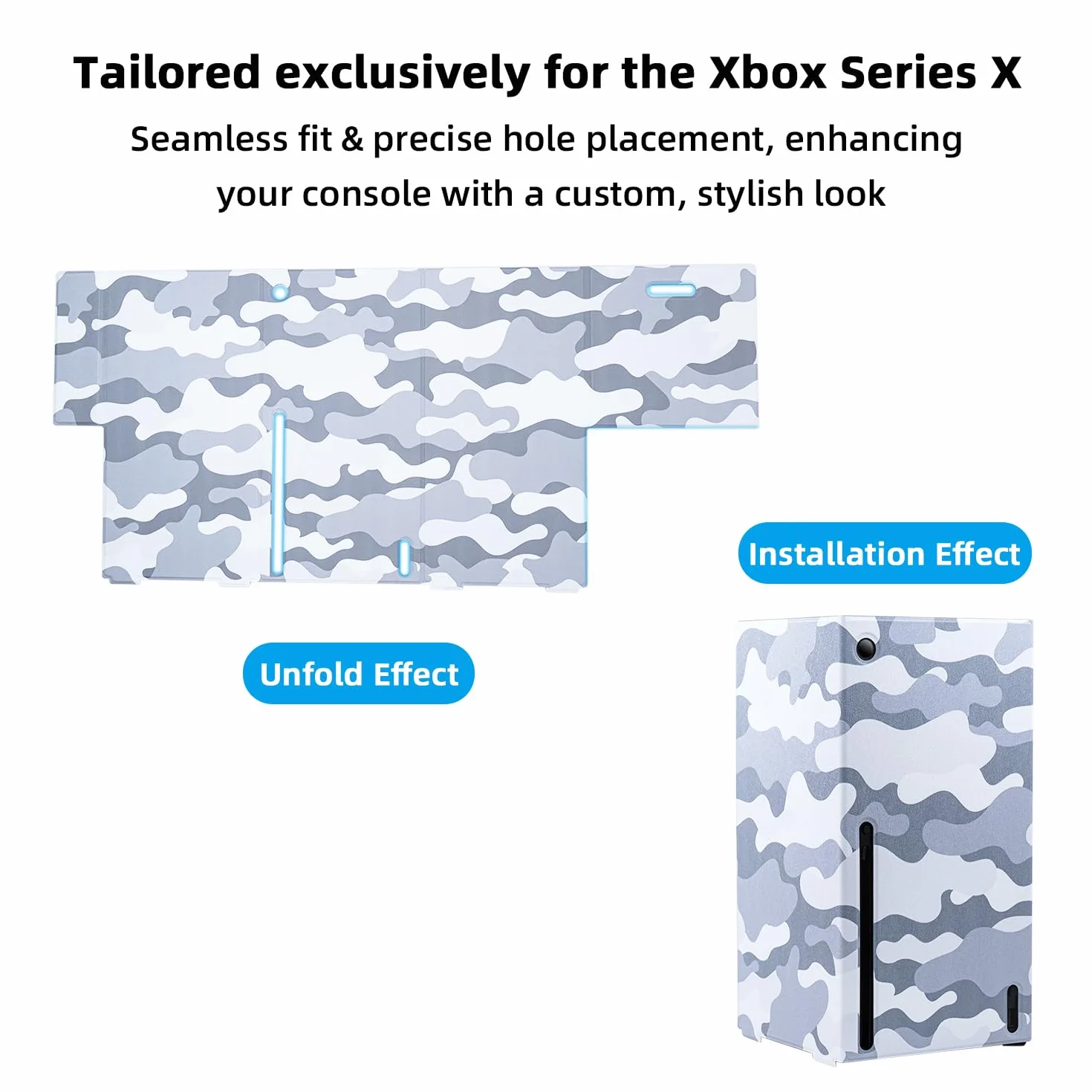 Mcbazel Magnetyczne okłady ochronne do Xbox Series X, skóra PU, szary kamuflaż