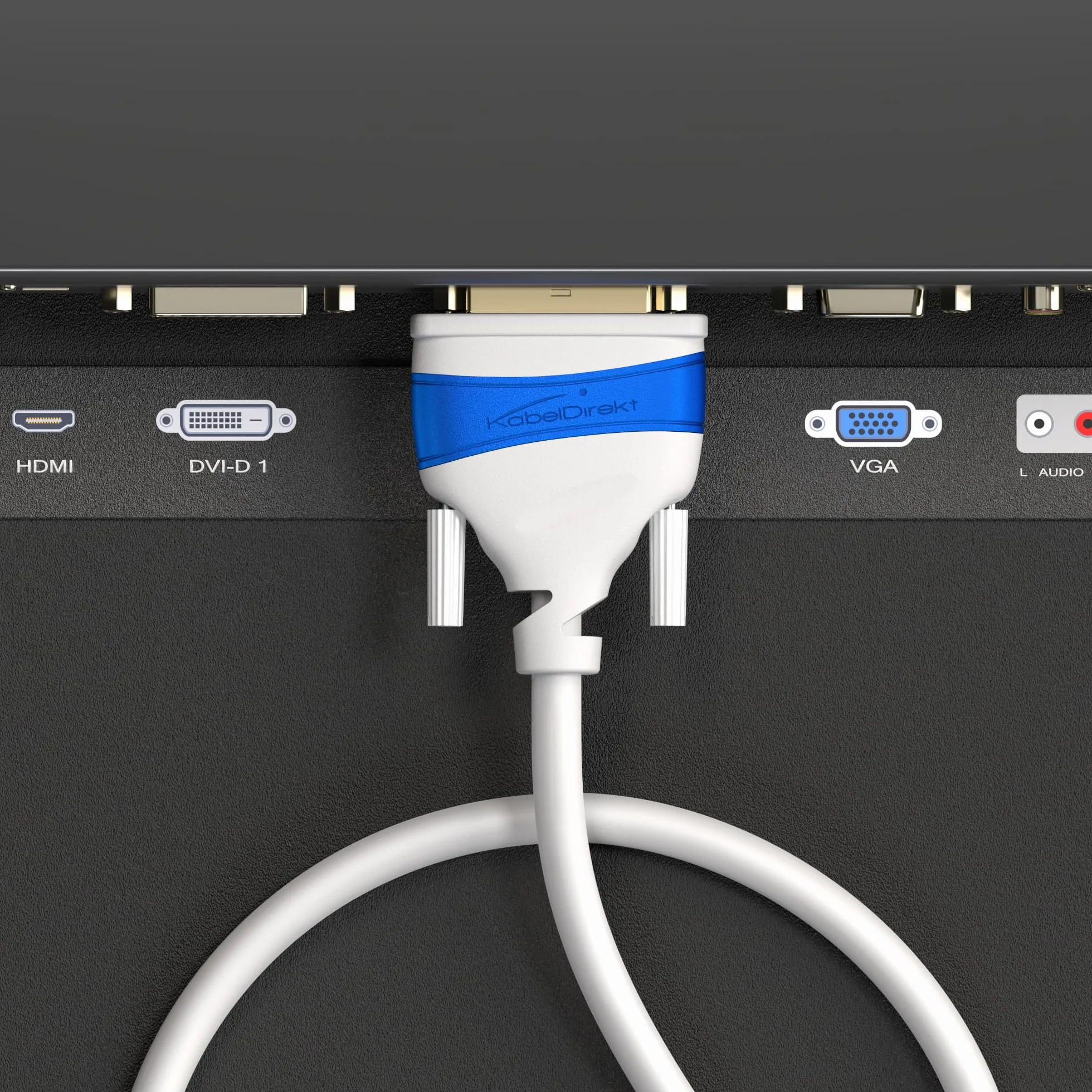 KabelDirekt – Kabel Dual Link DVI – z rdzeniem ferrytowym dla niezniekształconych sygnałów – 0,5 m – biały (cyfrowe kabel monitora DVI-D/24+1, do 2560×1600 przy 60 Hz lub Full HD/1080p)
