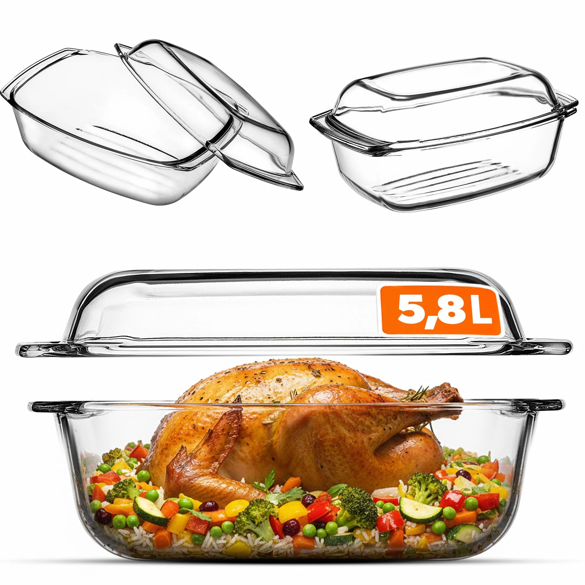 KADAX Naczynie żaroodporne 5,8 l szklane prostokątne do lasagne