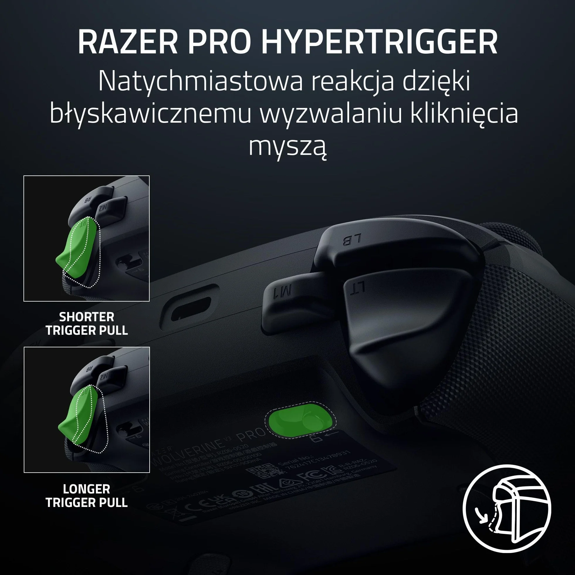 Razer Wolverine V3 Pro - bezprzewodowy kontroler e-sportowy do Xbox i PC (HyperSpeed Wireless, dotykowe przyciski akcji Mecha, analogowe drążki z efektem Halla, wibracje dotykowe) Czarny